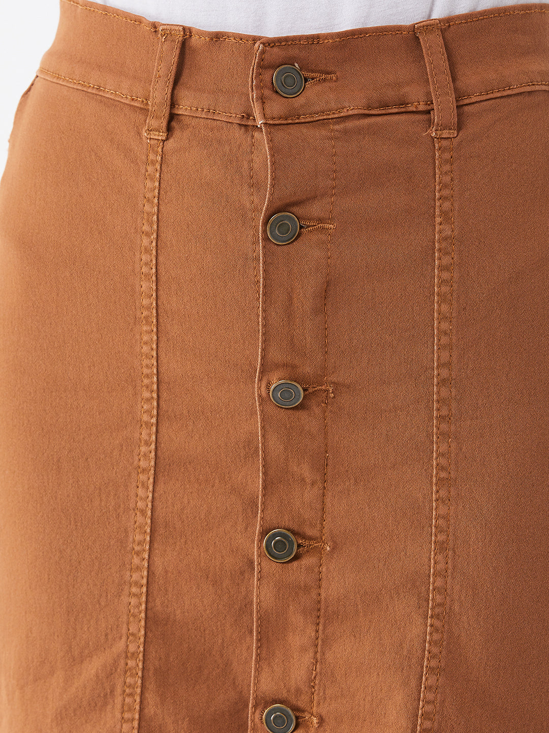 Women's Rust Cotton Slim Fit Relaxed High-Rise Mini Denim Skirt