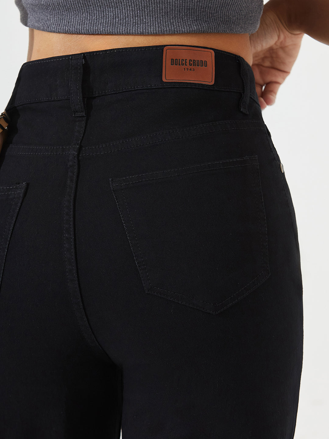 CHASEstretch™ Black High-Rise Stretchable Wide Leg Denim Jeans For Women
