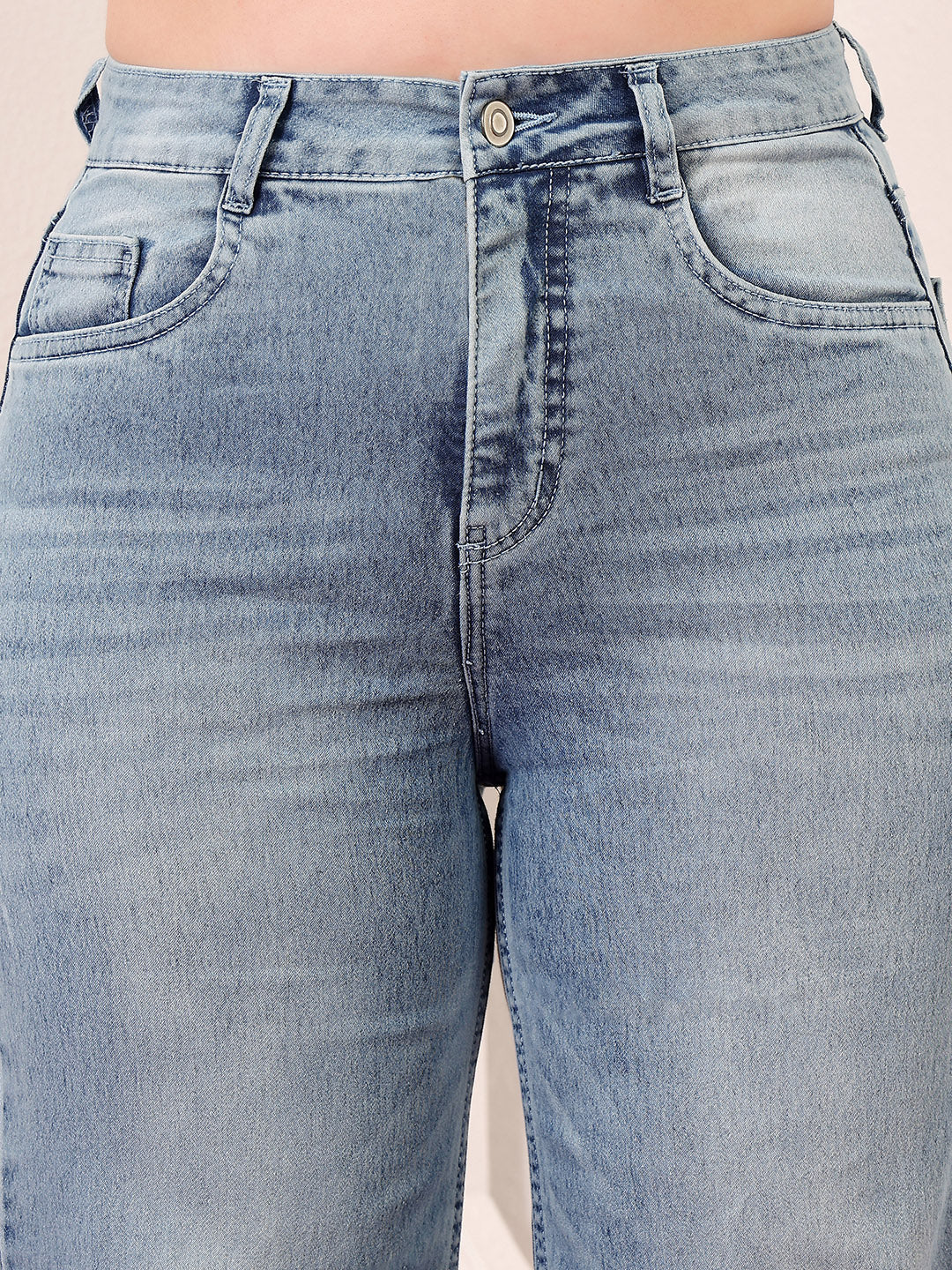 CHASEshape™ Women's Light Blue Wide-Leg High-Rise Clean-Look Stretchable Shaping Denim Jeans