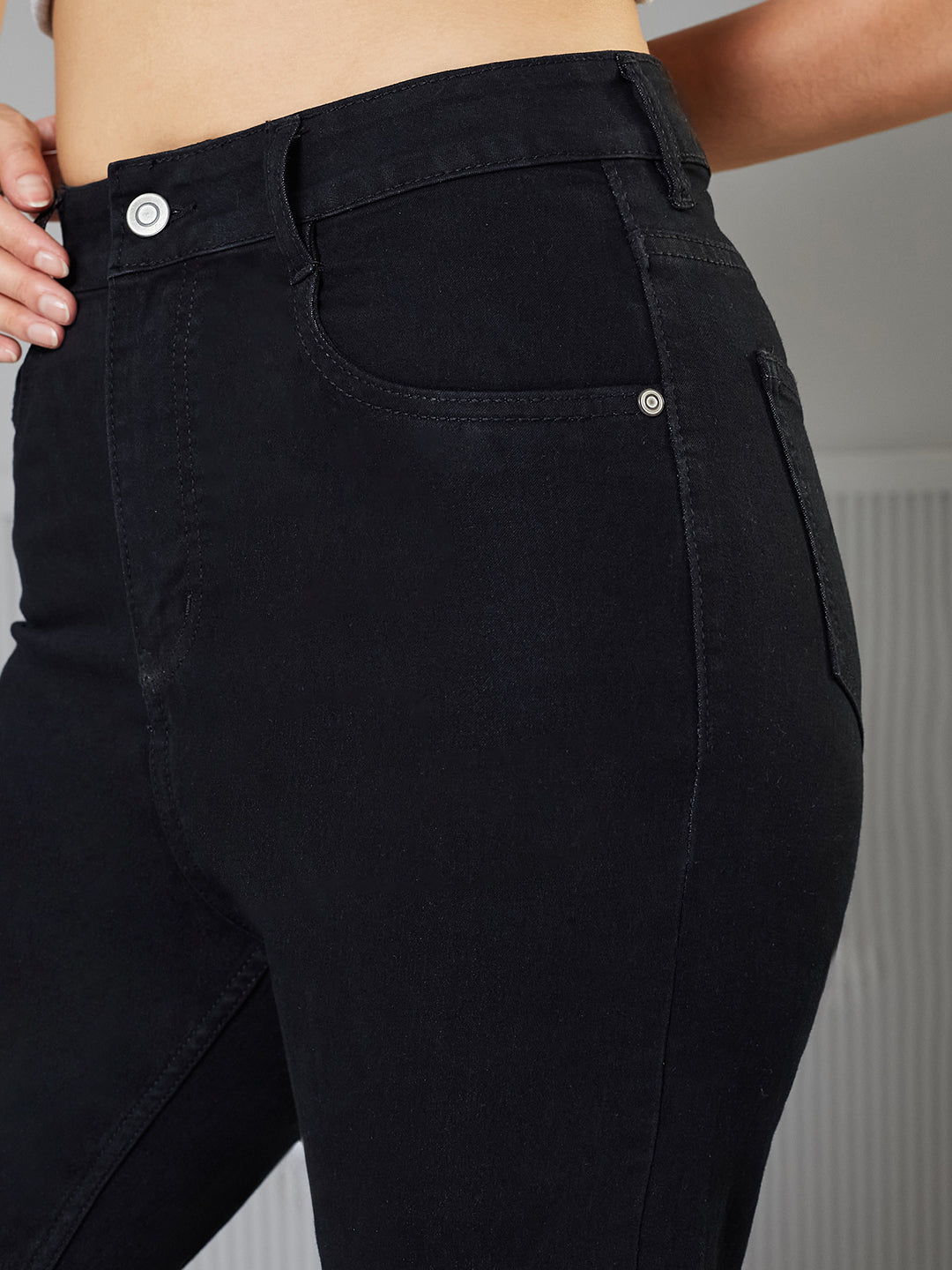 CHASEstretch™ Black Straight-Fit High-Rise Regular-Length Denim Jeans for Women — Miss Chase