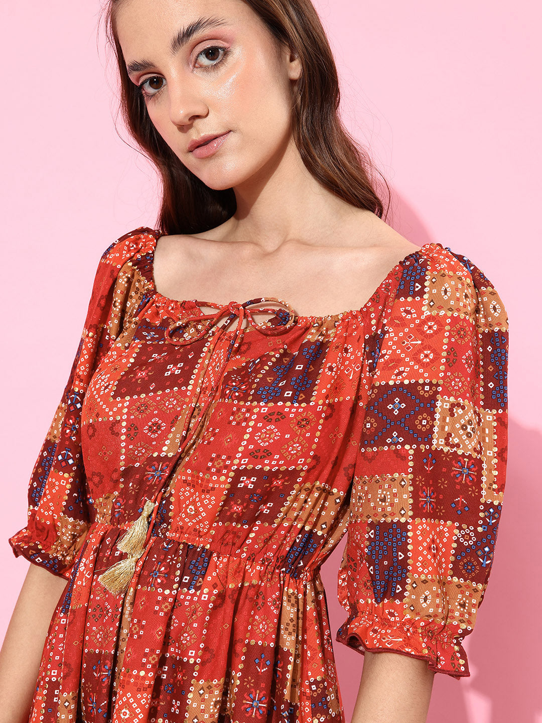 Women's Multicolored Ruffled Dress