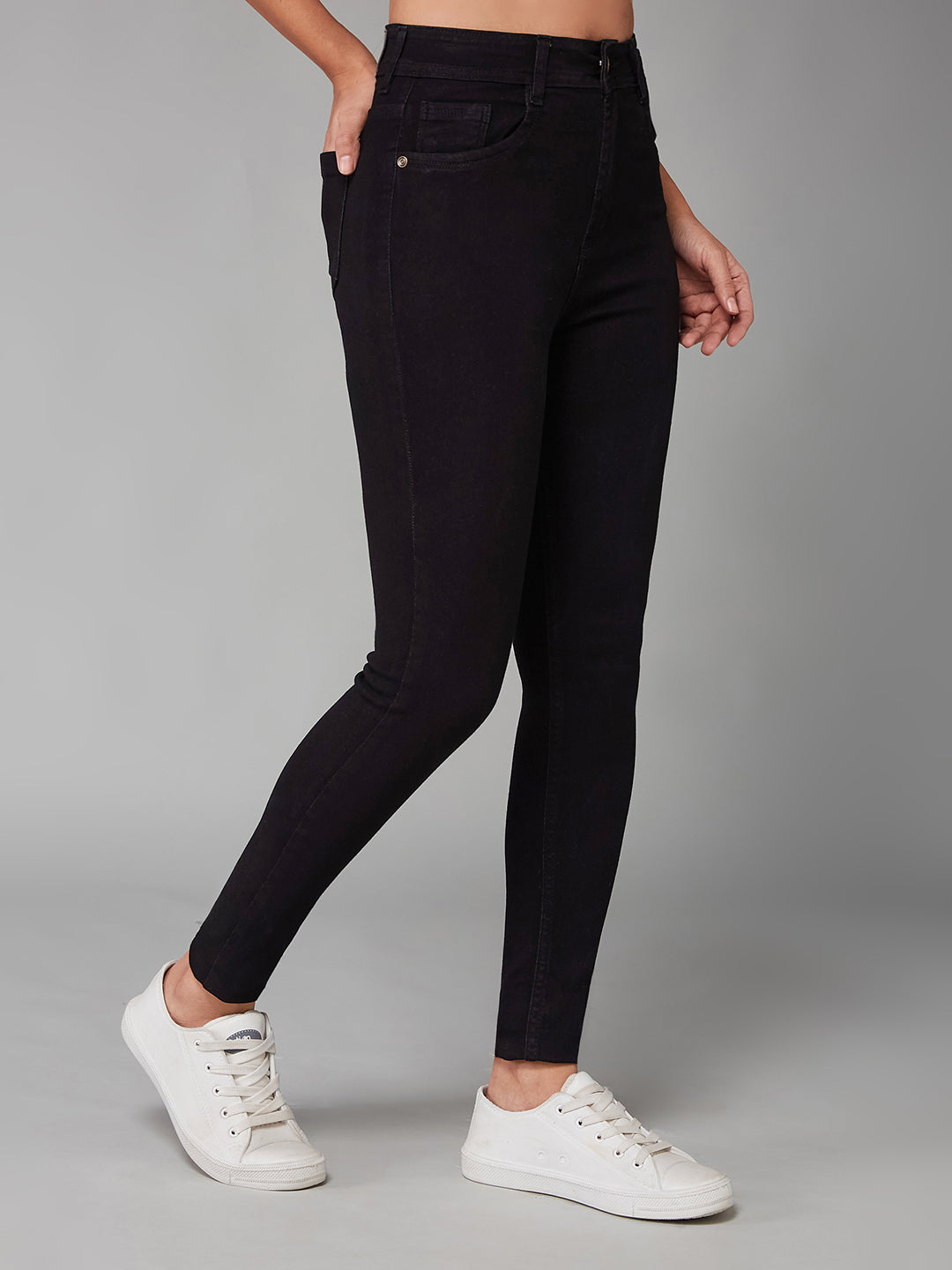 CHASEstretch™ Women's Black Slim-Fit High-Rise Acid Wash Stretchable Denim Jeans