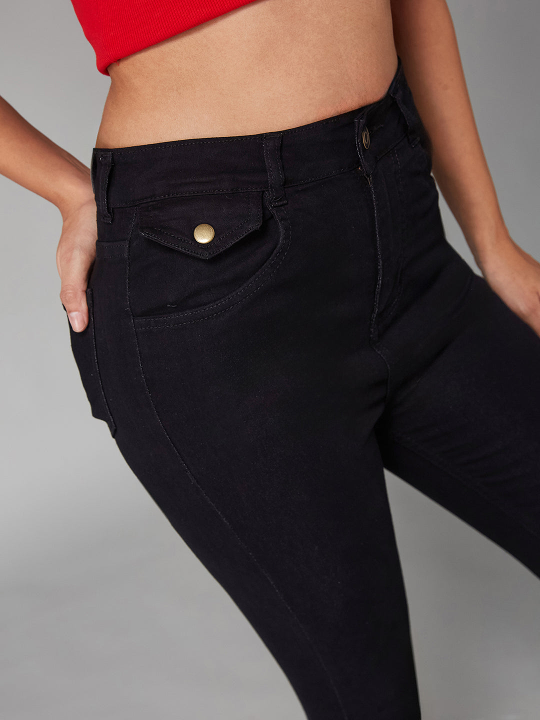 Women's Black Skinny High-Rise Stretchable Denim Jeans