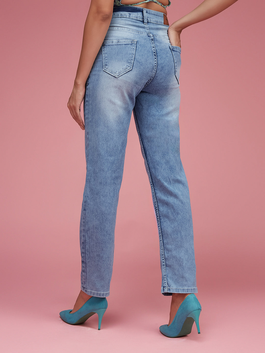 24/7 Comfort Light Blue Wide-Leg Fit High-Rise Stretchable Denim Jeans