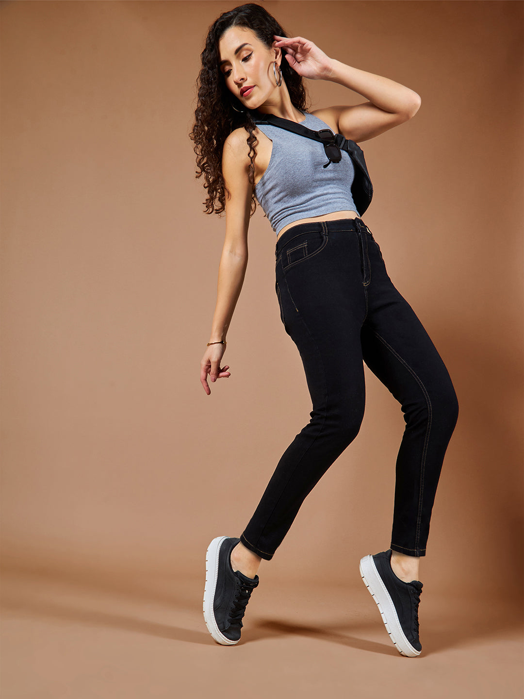 24/7 Comfort Black Skinny High-Rise Stretchable Denim Jeans