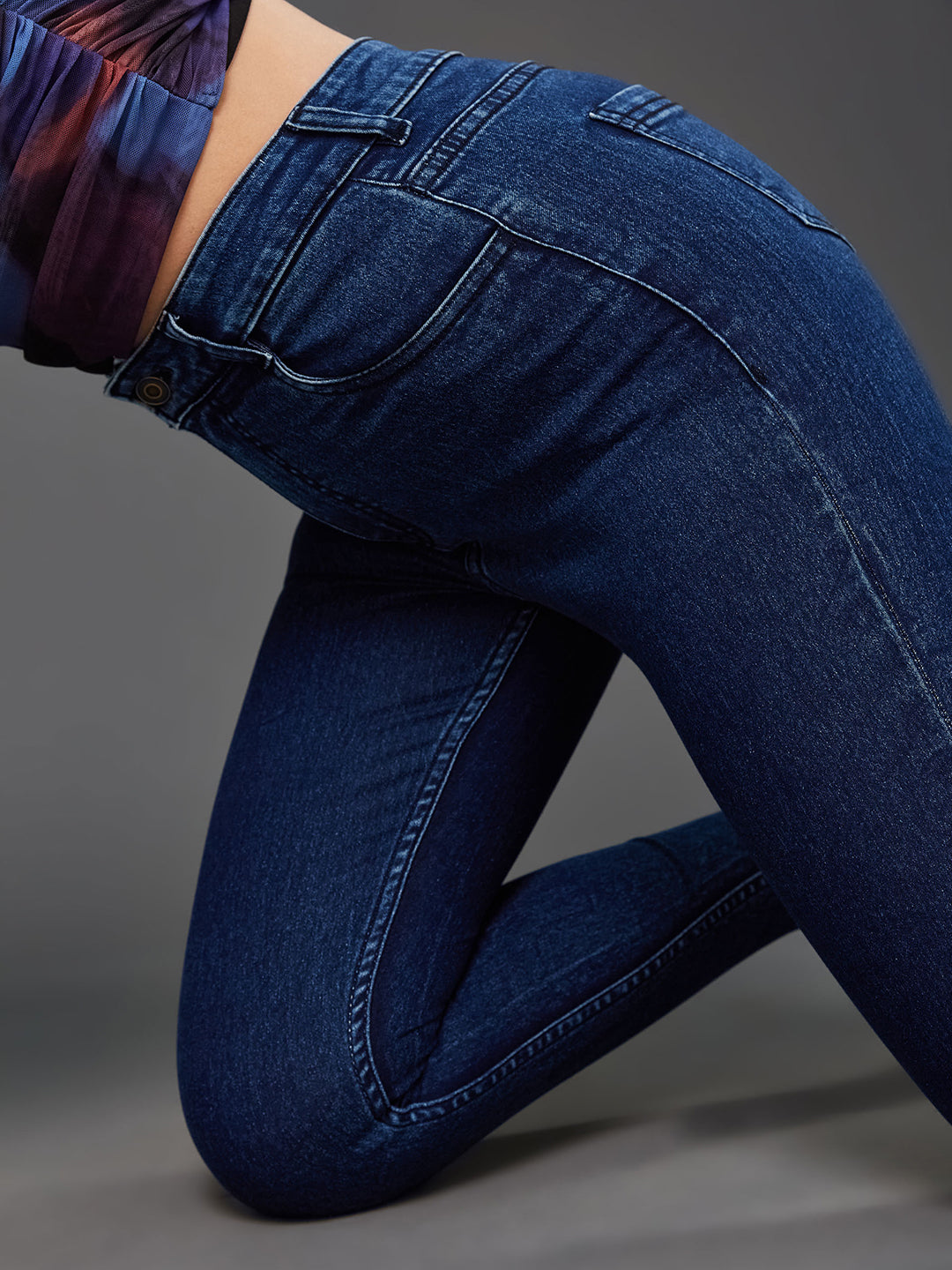 CHASEstretch™ Women's Blue Skinny-Fit High-Rise Cropped Stretchable Denim Jeans