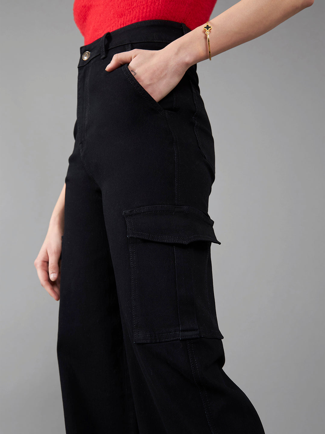 24/7 Comfort Blue Wide-Leg High-Rise Clean-Look Regular Stretchable Denim Jeans