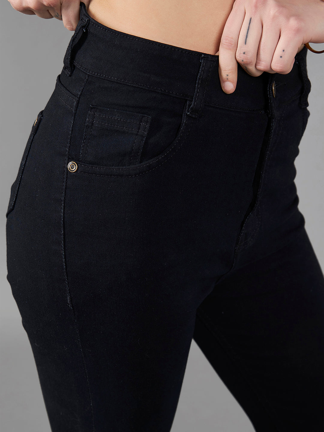 24/7 Comfort Black Skinny-Fit High-Rise Cropped-Length Stretchable Denim Jeans