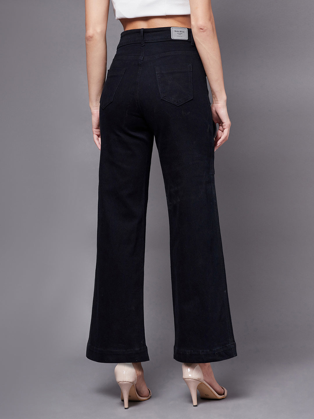 24/7 Comfort Black flared High-Rise Stretchable Denim Jeans