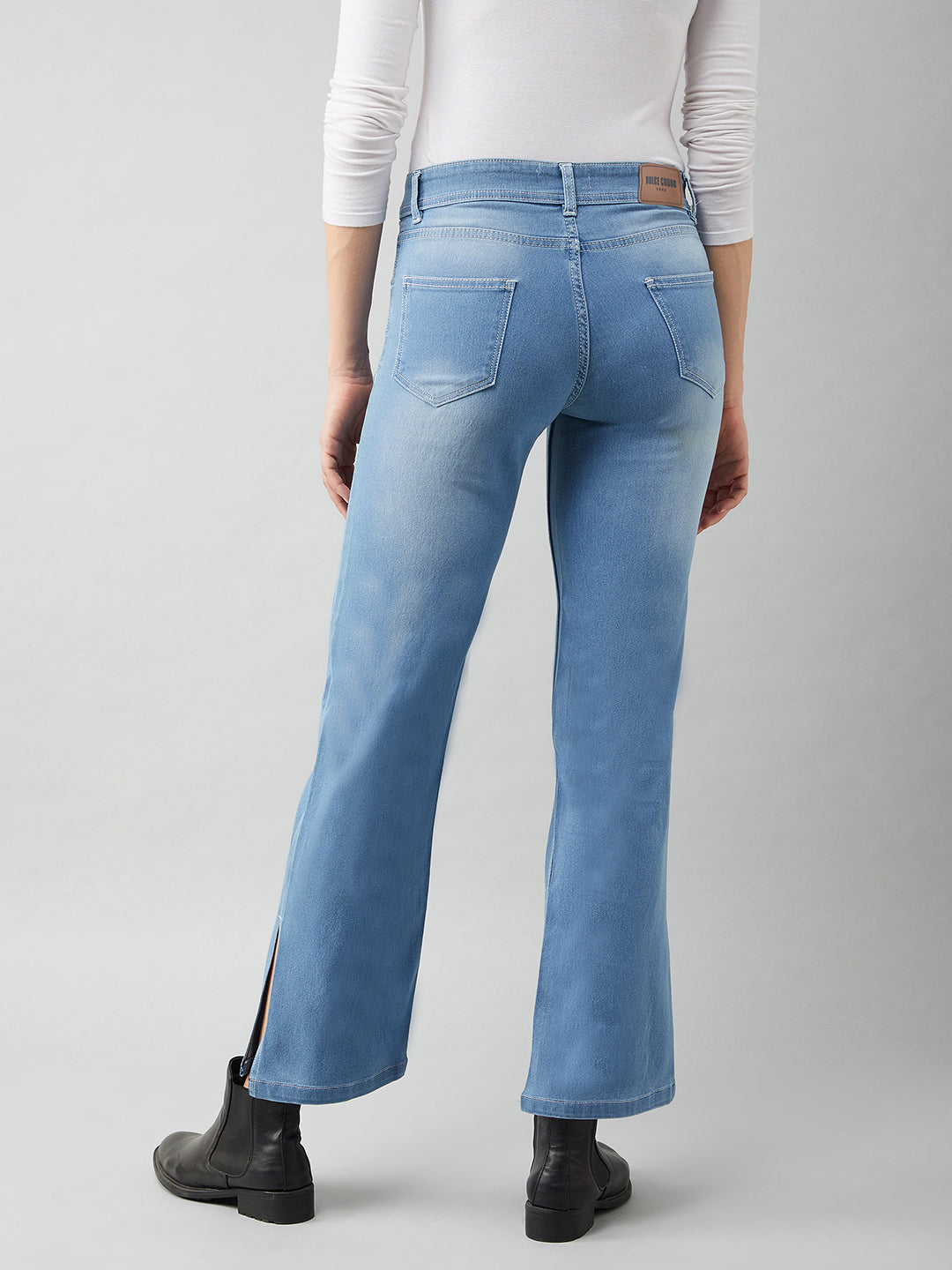 24/7 Comfort Blue Wide-Leg Relaxed Mid-Rise Stretchable Denim Jeans