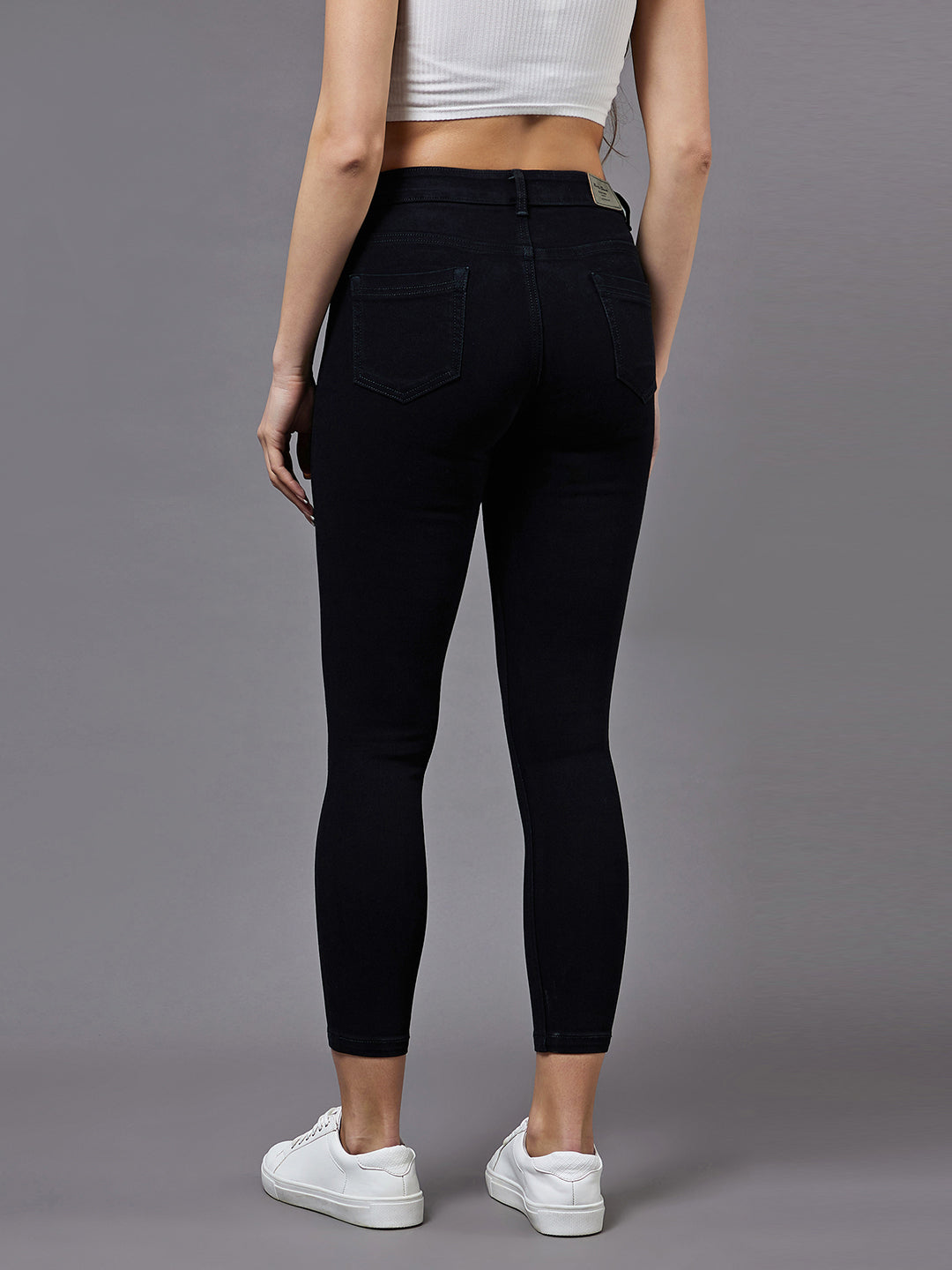 Women's Black Skinny Mid-Rise Stretchable Denim Jeans