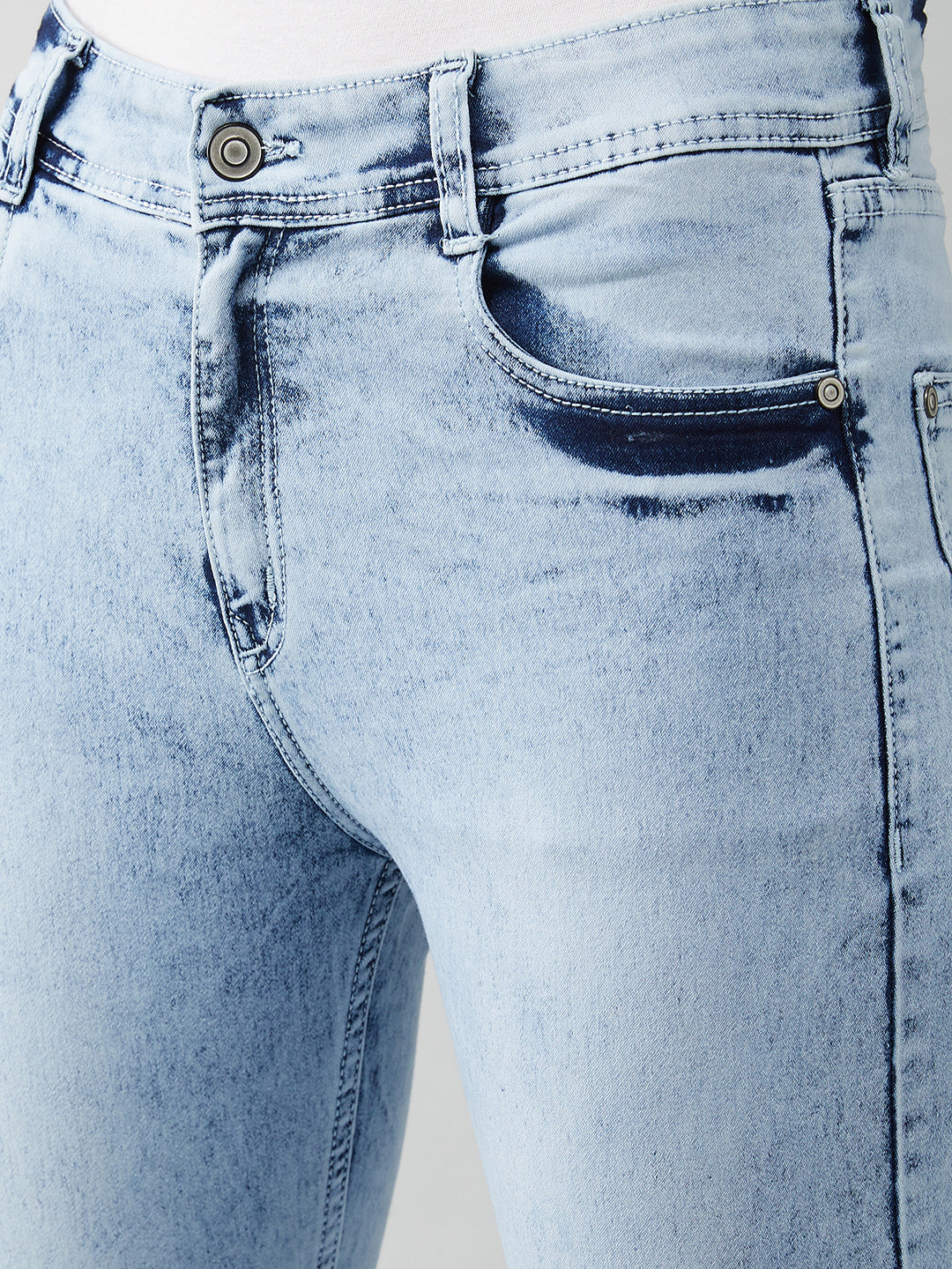 24/7 Comfort Light Blue Wide-Leg Fit High-Rise Stretchable Denim Jeans