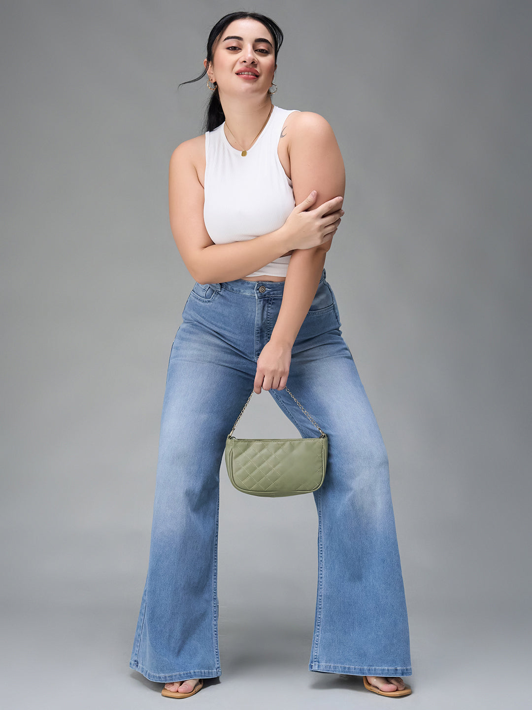 CHASEshape™ Light-Blue Wide-Leg High-Rise Stretchable Denim Jeans