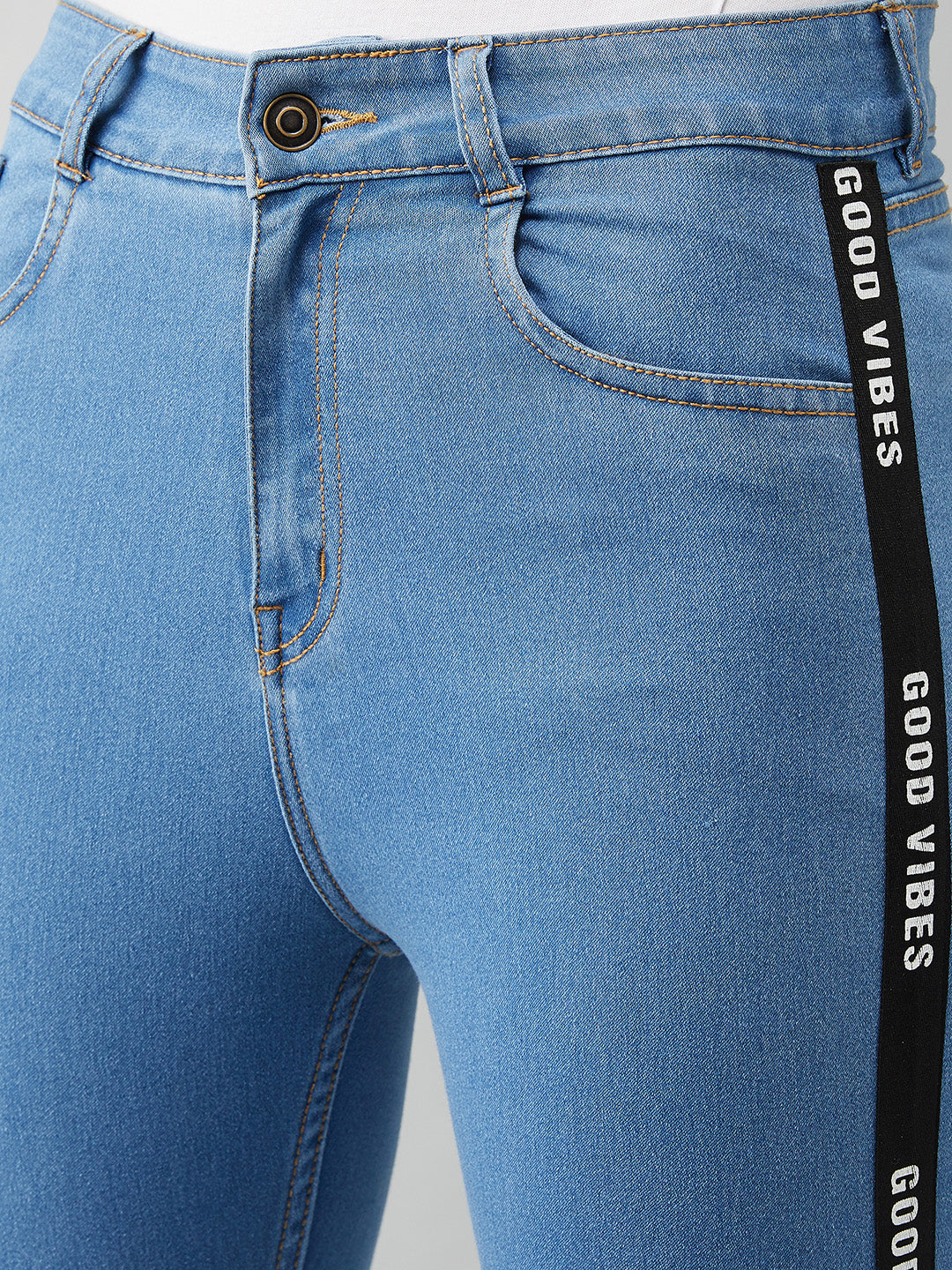 Women's Blue Skinny-Fit High-Rise Cropped Stretchable Denim Jeans