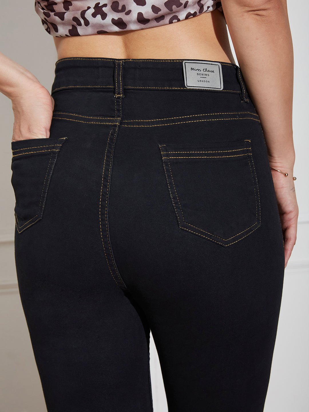 CHASEstretch™ Women's Black Skinny High Rise Clean Look Cropped Denim Jeans