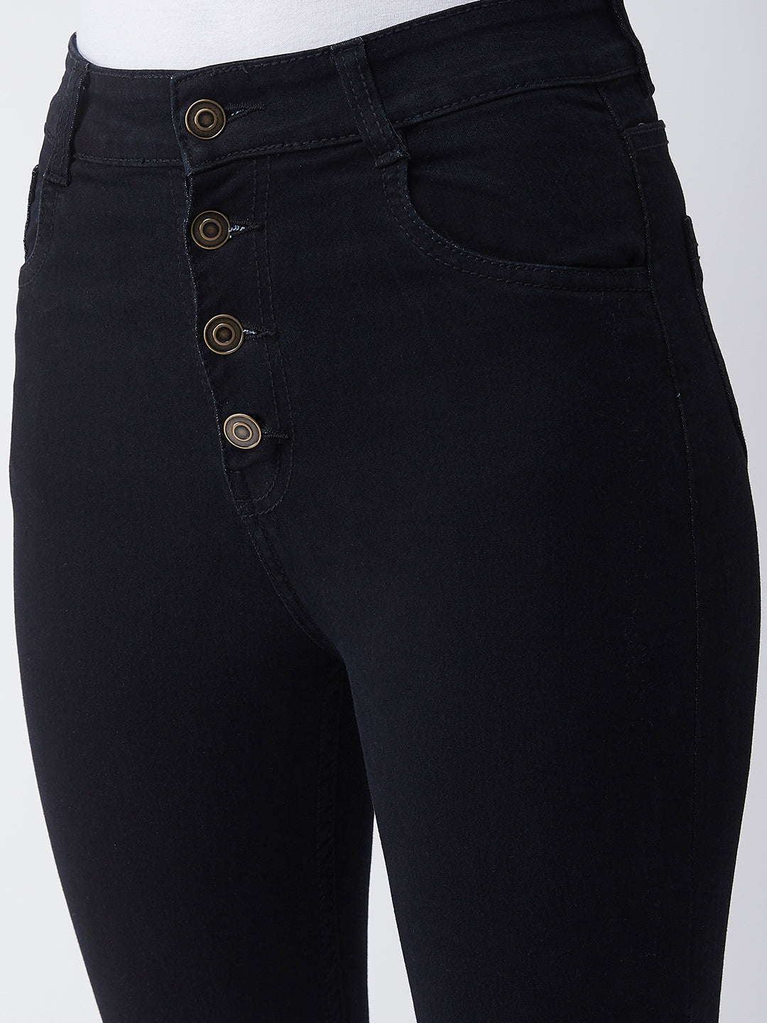24/7 Comfort Black Skinny-Fit High-Rise Stretchable Denim Jeans