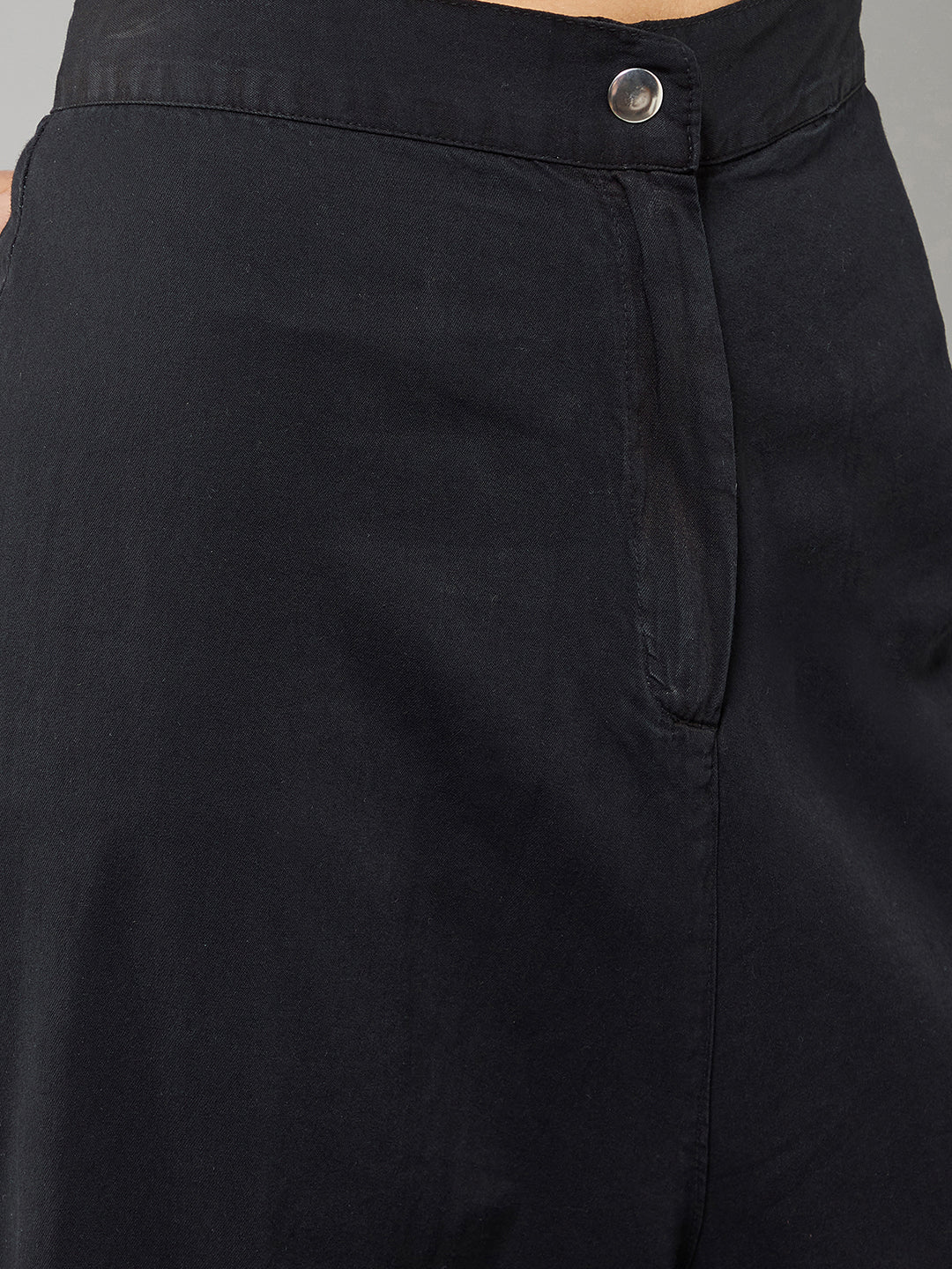 Women's Black Wide-Leg High-Rise Light Weight Light Weight Culottes Pants