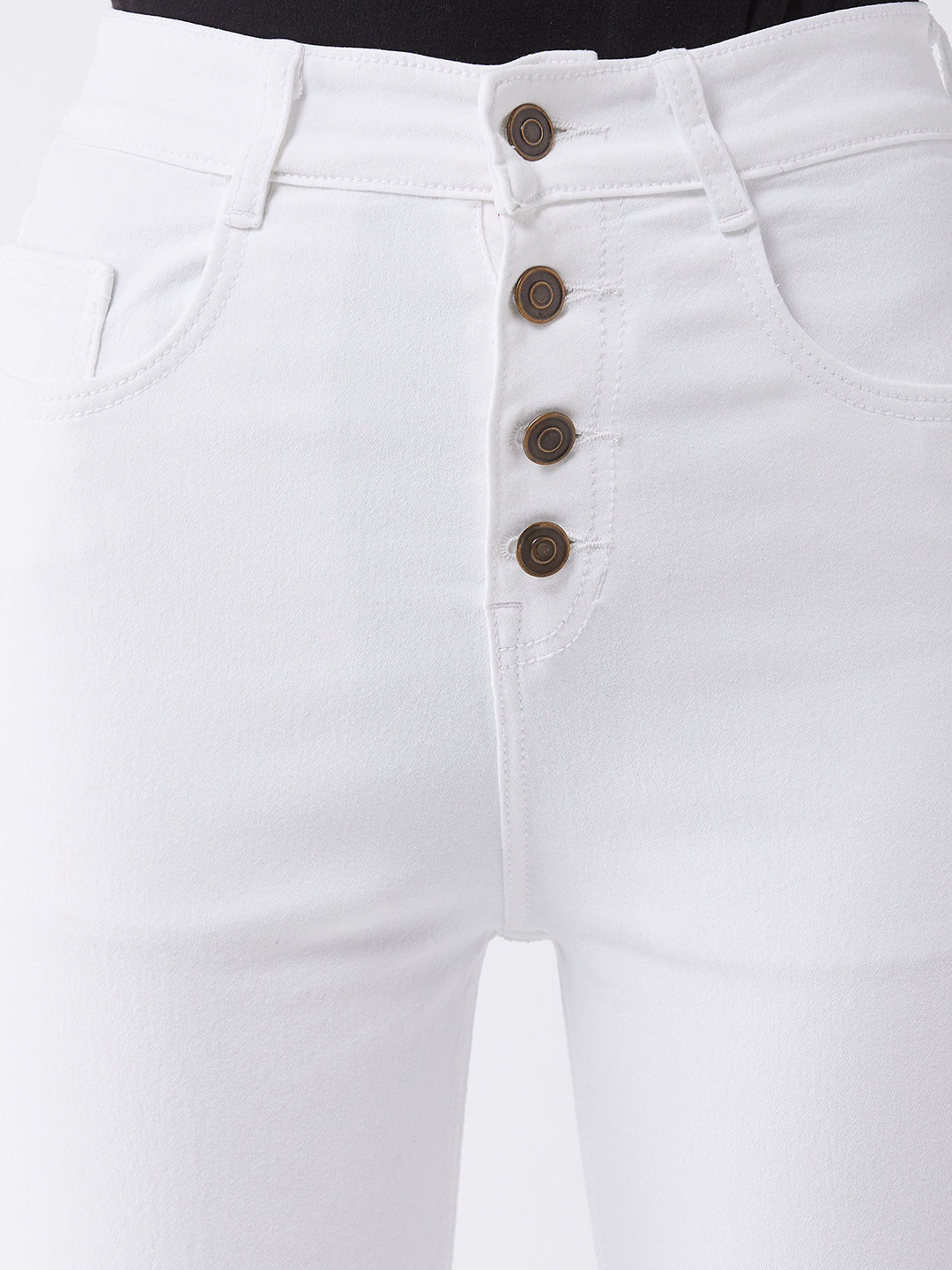 24/7 Comfort White Bell-Bottom Bootcut Hourglass High-Rise Stretchable Denim Jeans