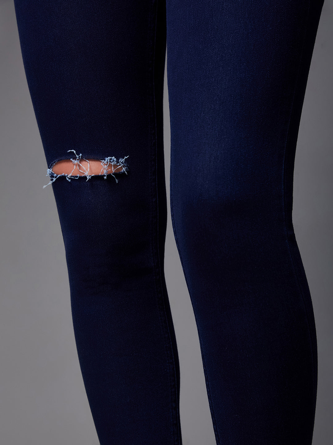 CHASEstretch™ Navy-Blue Skinny High-Rise Knee-Slit Denim Jeans