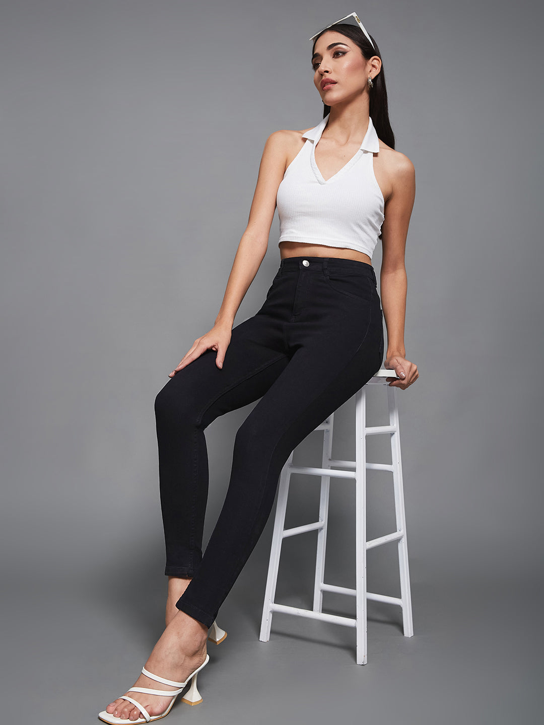 24/7 Comfort Black Skinny High-Rise Stretchable Denim Jeans