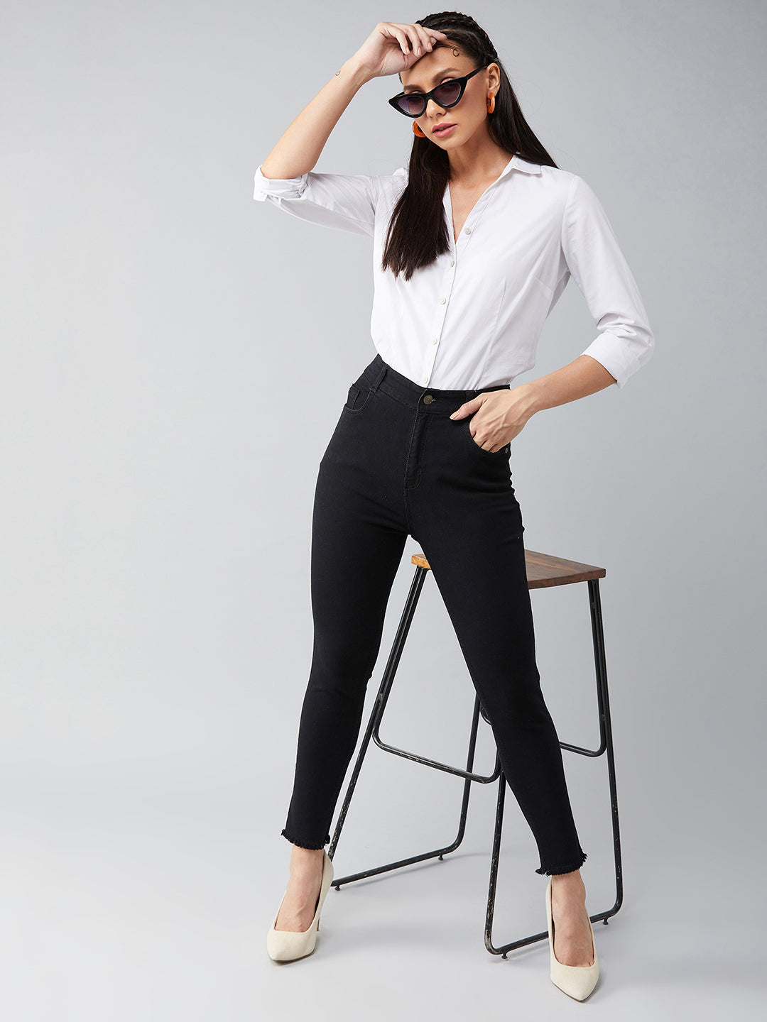 24/7 Comfort Black Slim-Fit High-Rise Denim Jeans