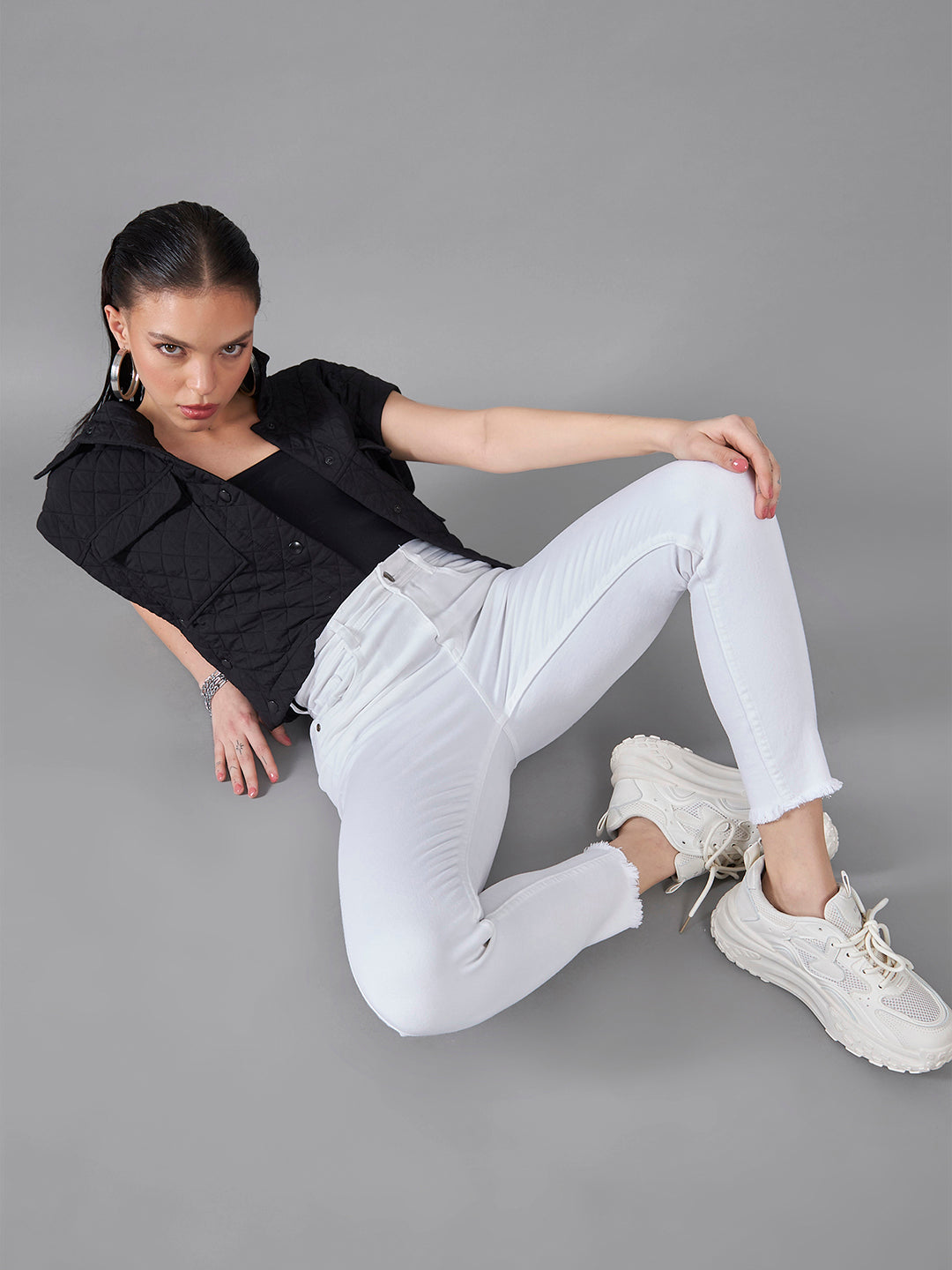 24/7 Comfort White Skinny-Fit High-Rise Cropped Denim Jeans for Women