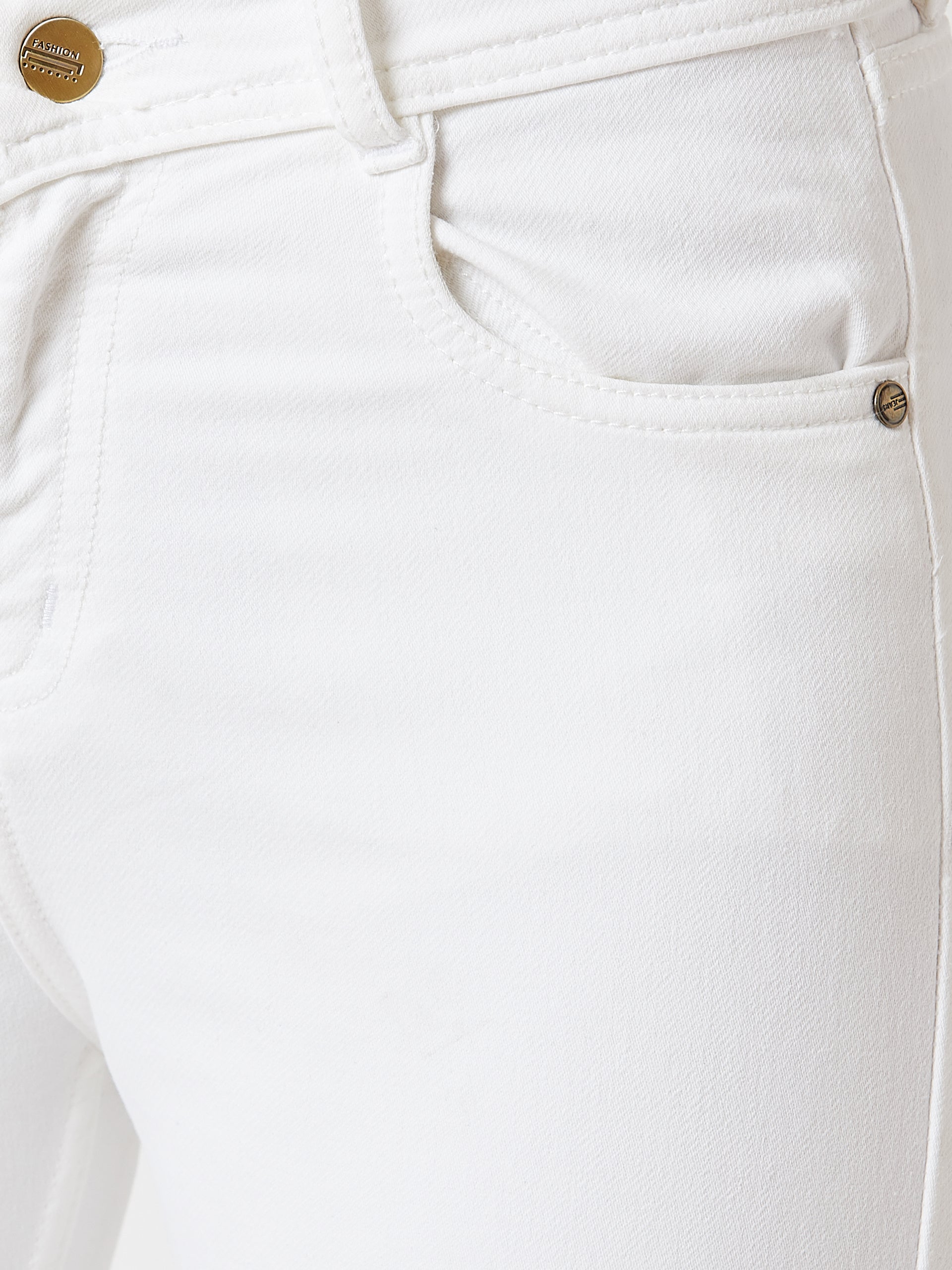 Women's White Skinny-Fit High-Rise Side-Slit Raw Edge Cropped Stretchable Denim Jeans