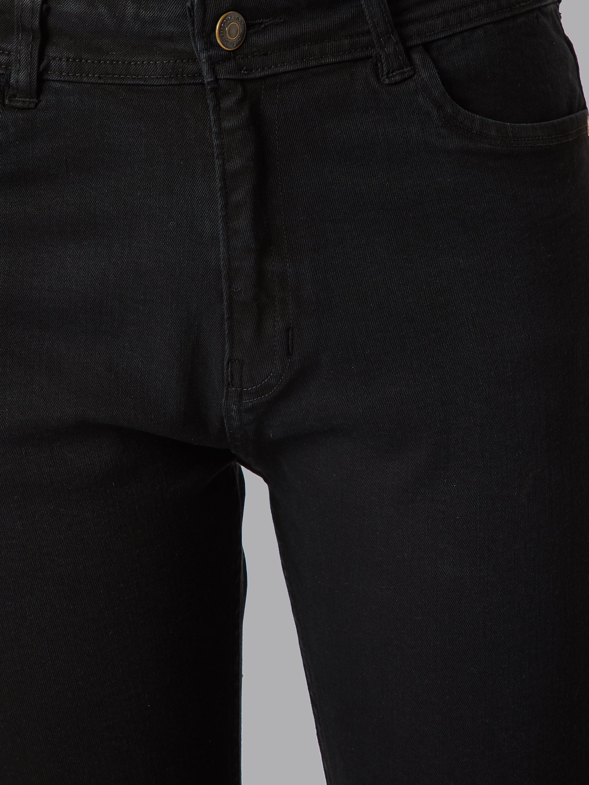 Women's Black Slim-Fit High-Rise Clean-Look Regular Length Embellished Stretchable Denim Jeans