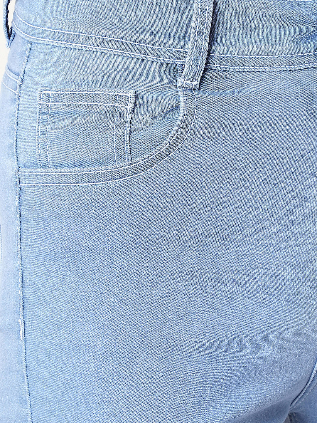 Women's Light Blue Skinny High-Rise Distressed Denim Jeans