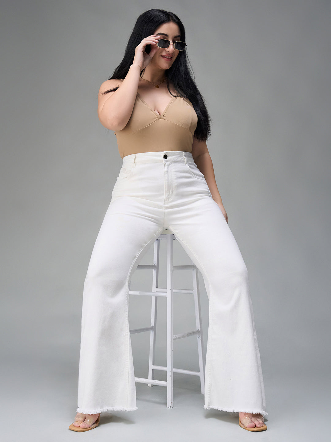 CHASEstretch™ White Bootcut High-Rise Stretchable Denim Jeans