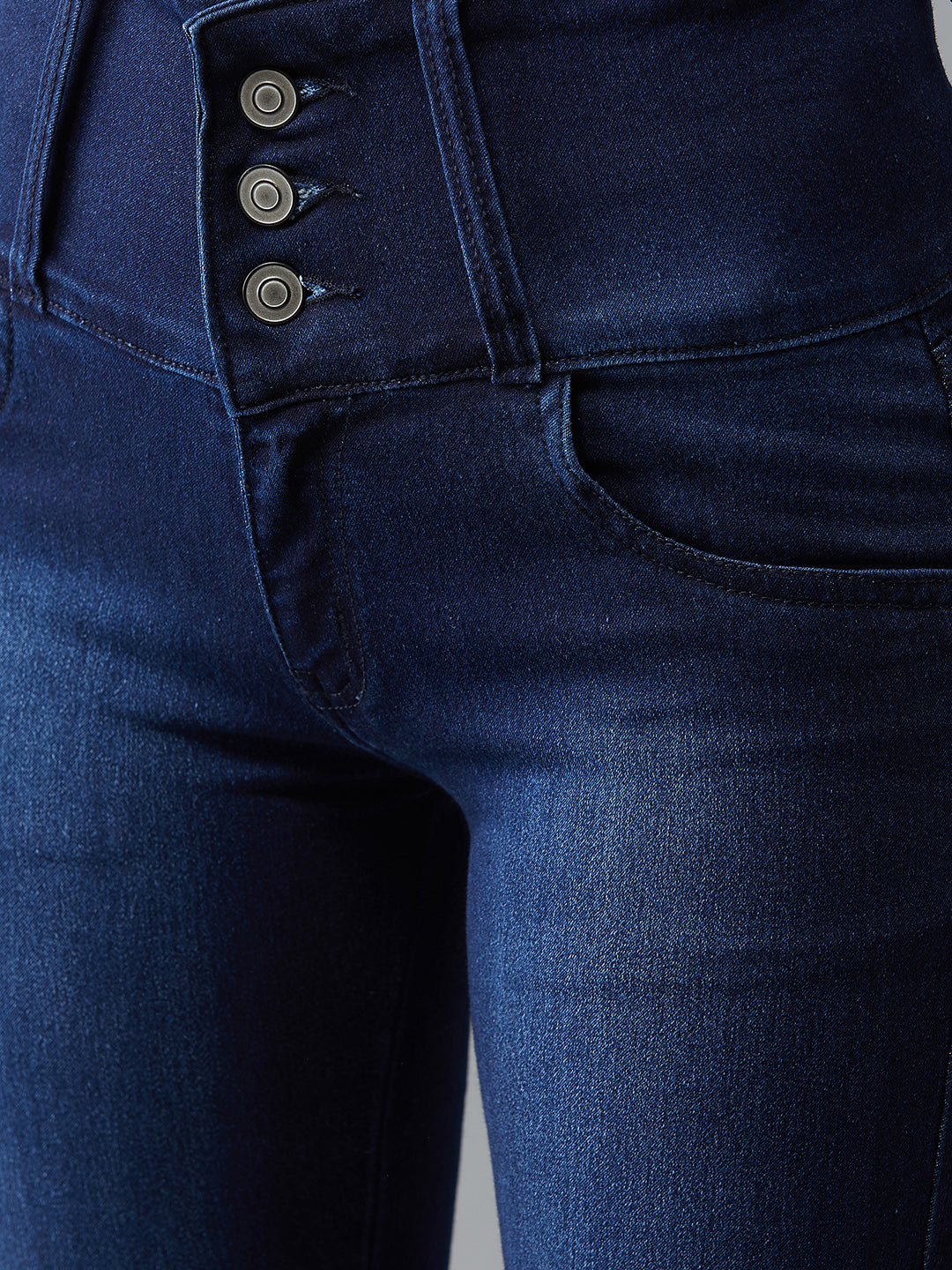 24/7 Comfort Navy-Blue Skinny-Fit High-Rise Stretchable High-Rise Denim Jeans