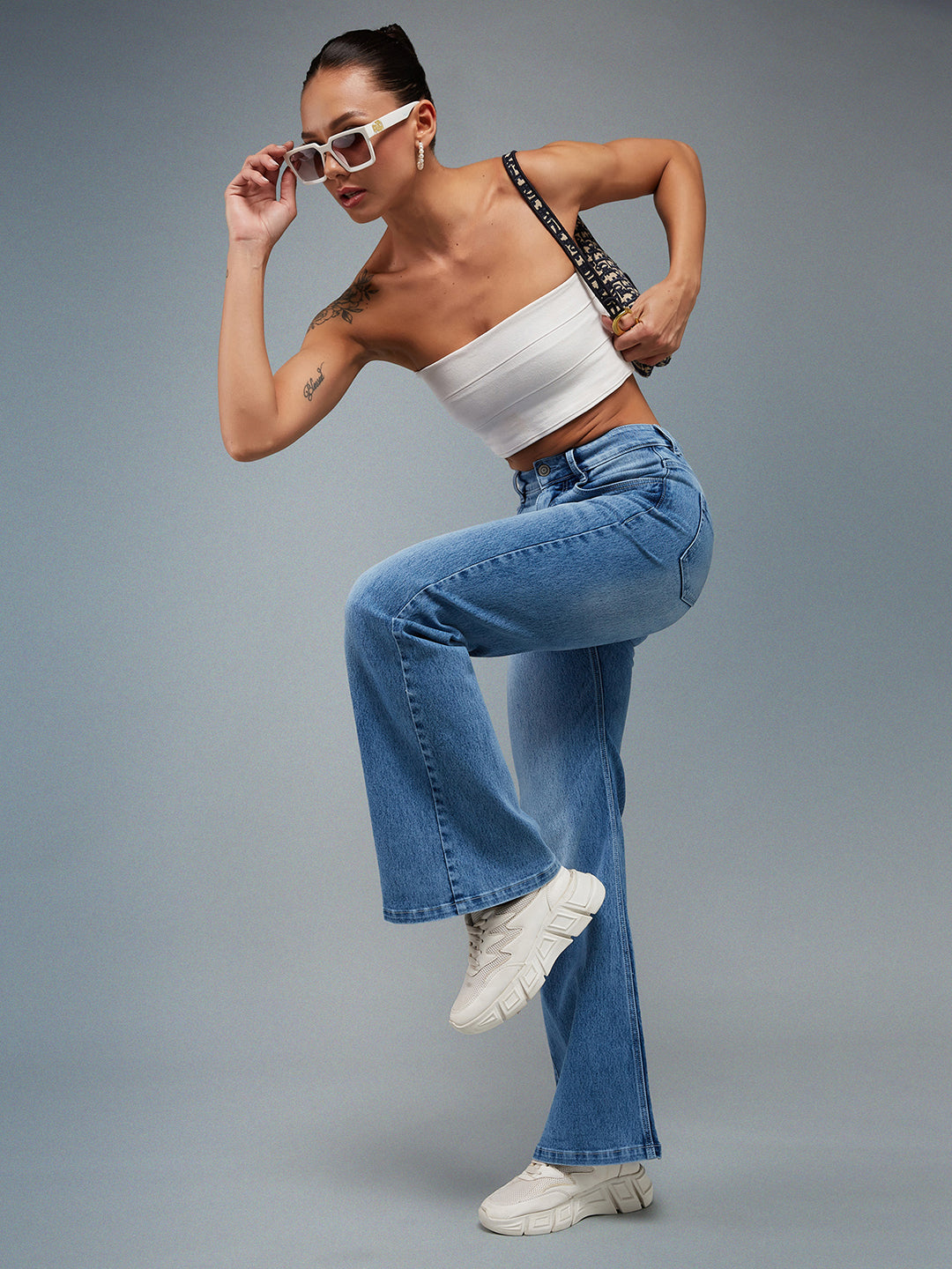 24/7 Comfort Light Blue Wide-Leg High-Rise Stretchable Denim Jeans