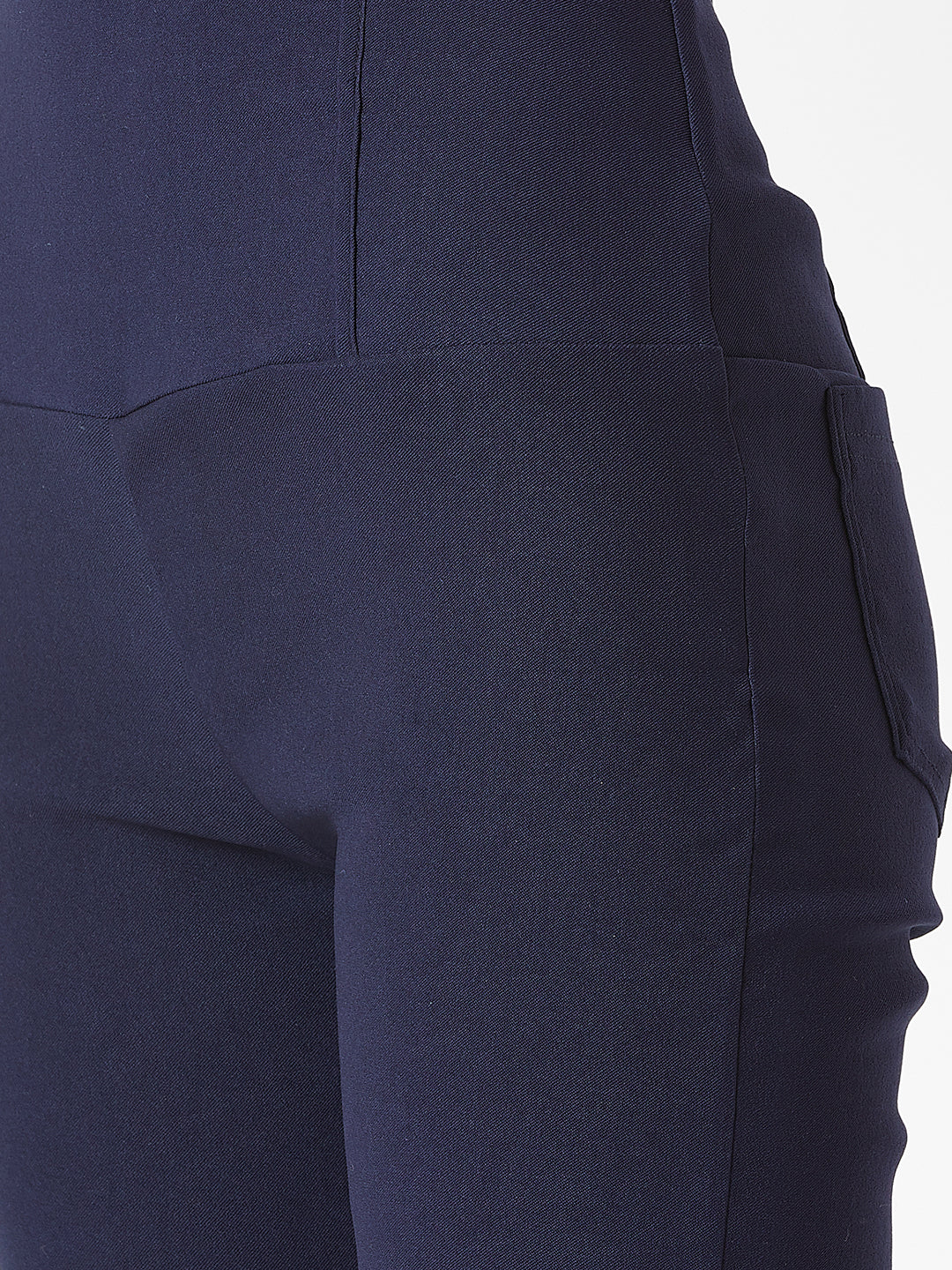 Women's Navy Blue Solid Skinny Regular Length High Waist Jeggings