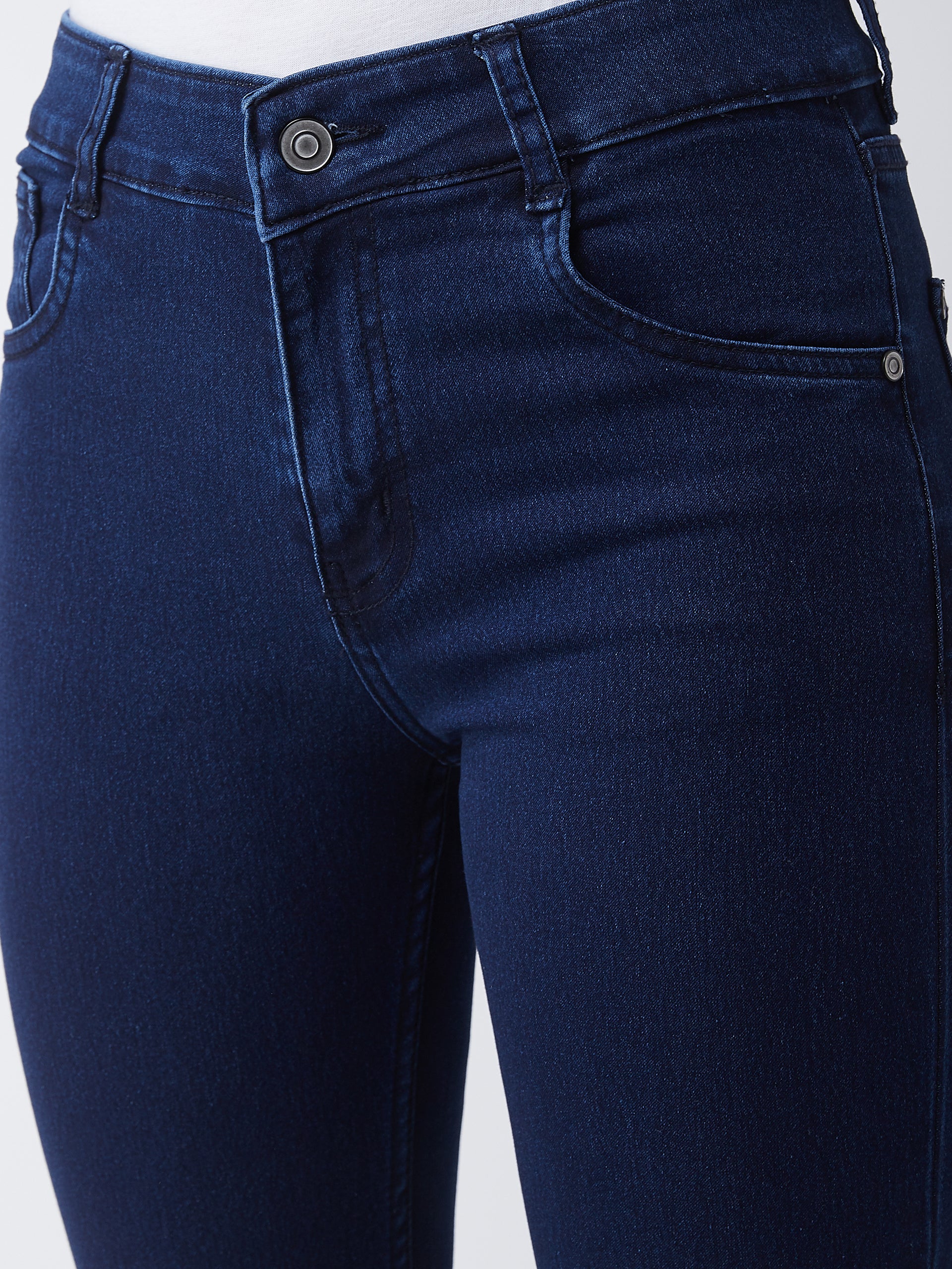 24/7 Comfort Navy-Blue Skinny-Fit Mid-Rise Stretchable Denim Jeans