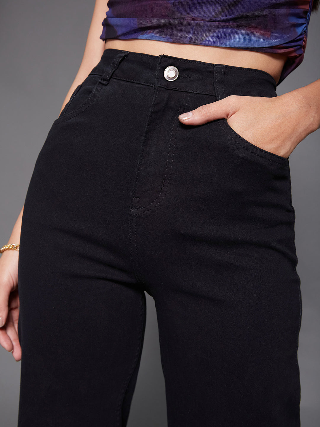CHASEstretch™ Black Wide-Leg High-Rise Stretchable Denim Jeans