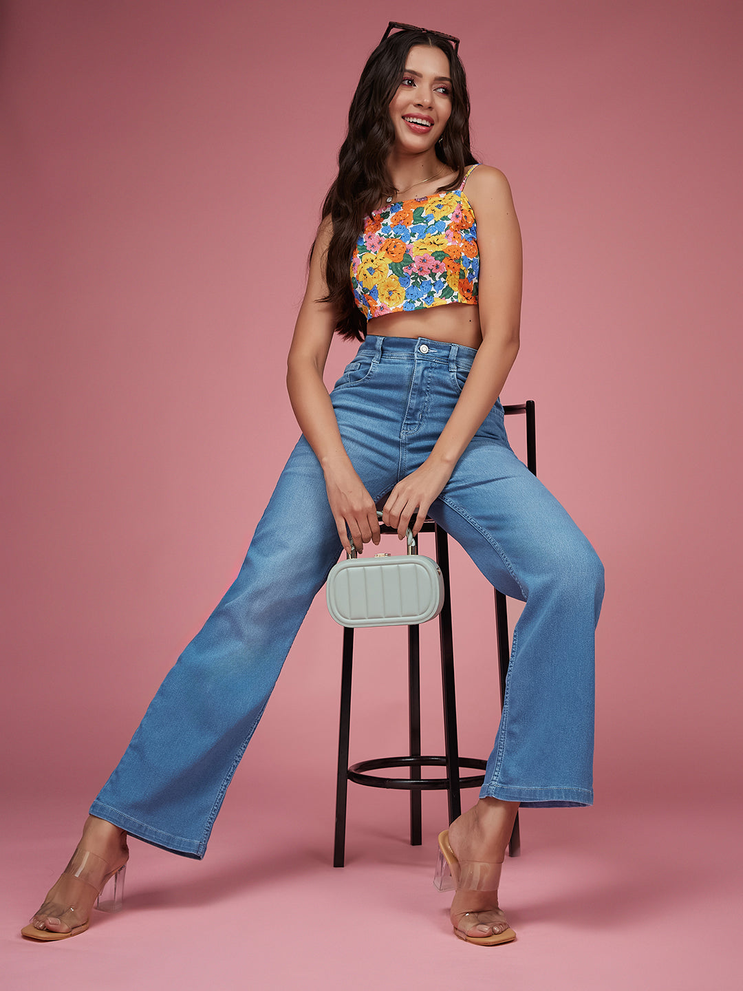 CHASEstretch™ Light Blue Wide-Leg Mid-Rise Denim Jeans