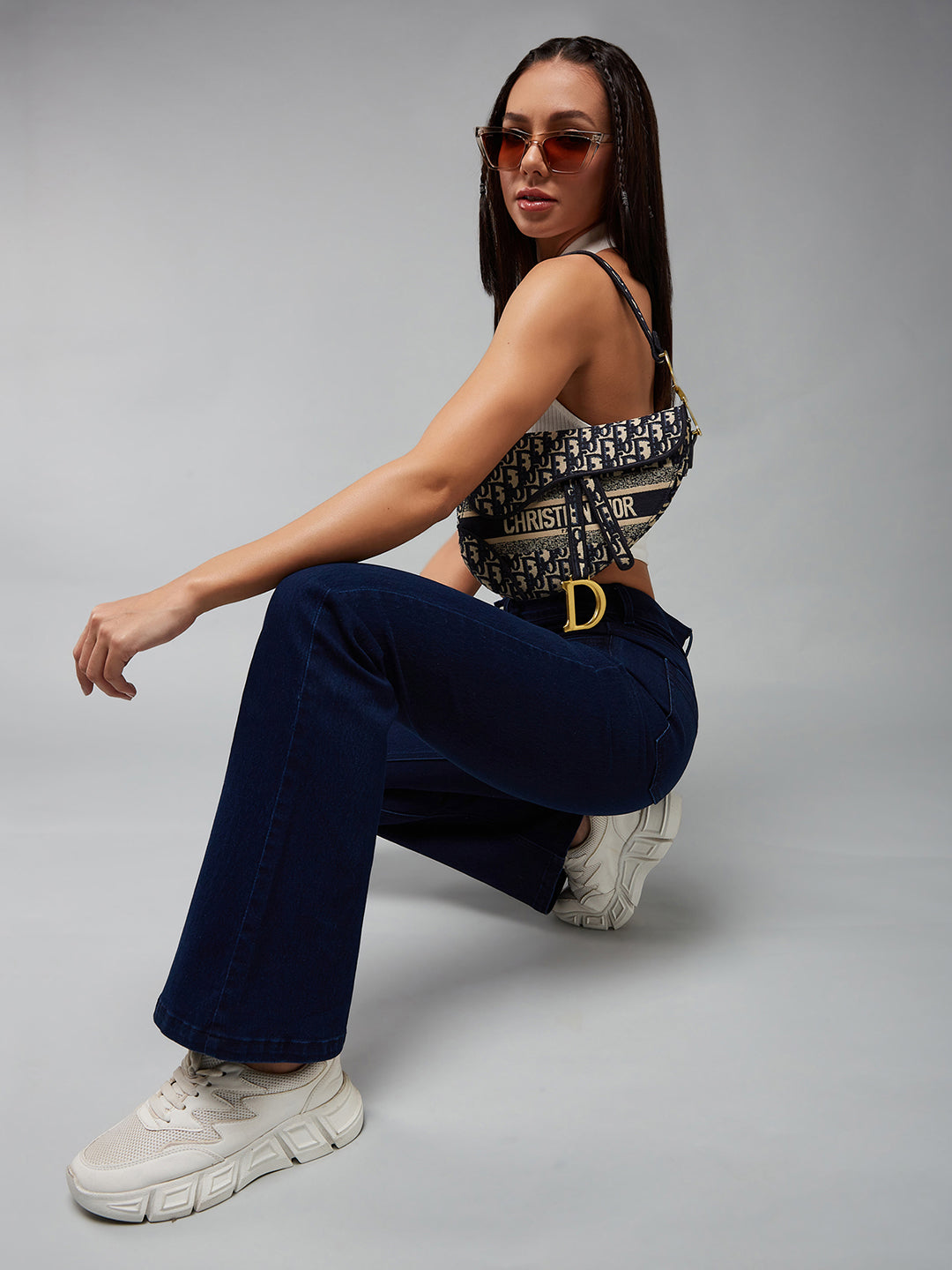 CHASEshape™ Navy-Blue Bootcut High-Rise Stretchable Denim Jeans