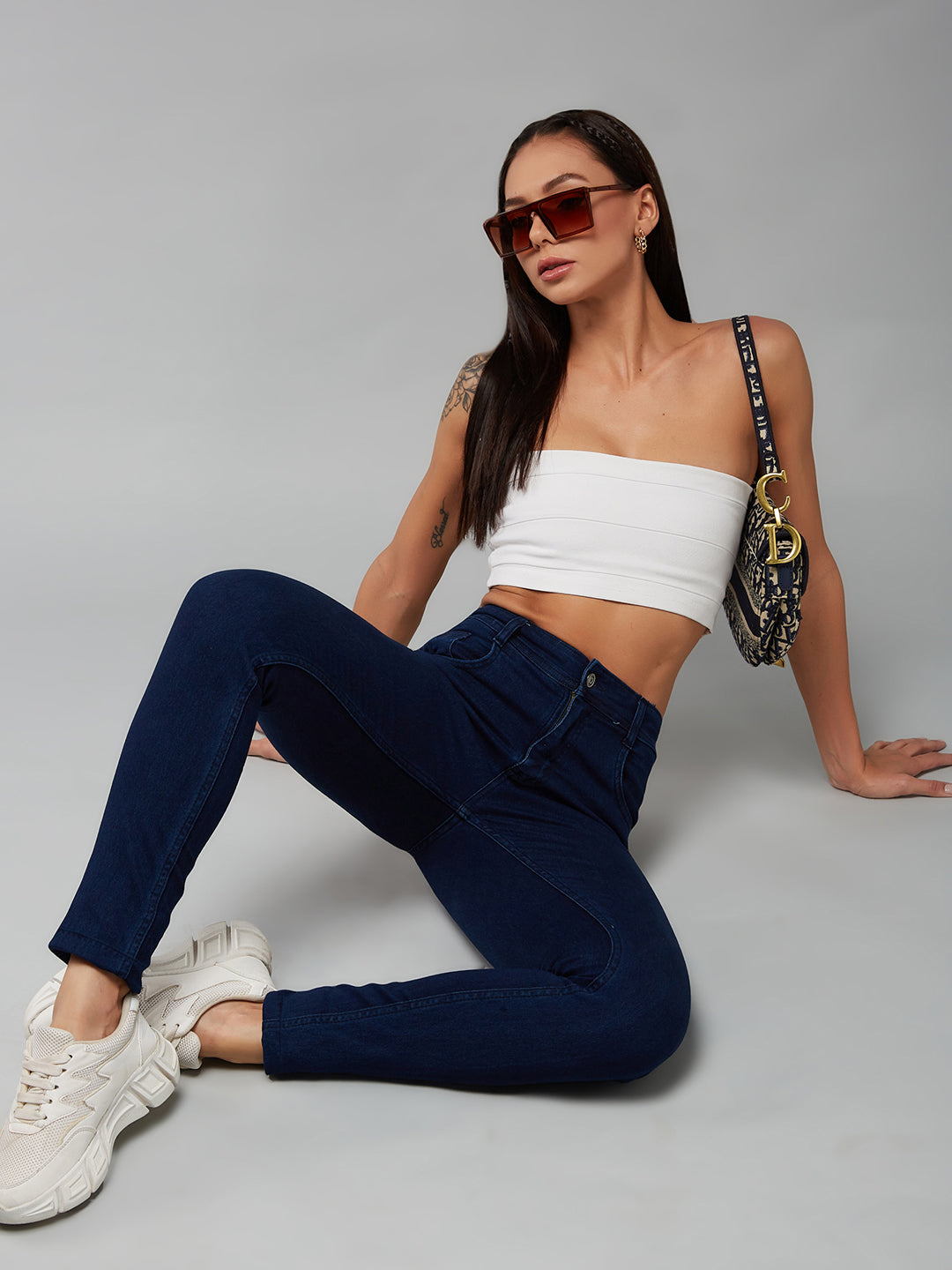CHASEstretch™ Navy-Blue Skinny-Fit Mid-Rise Denim Jeans