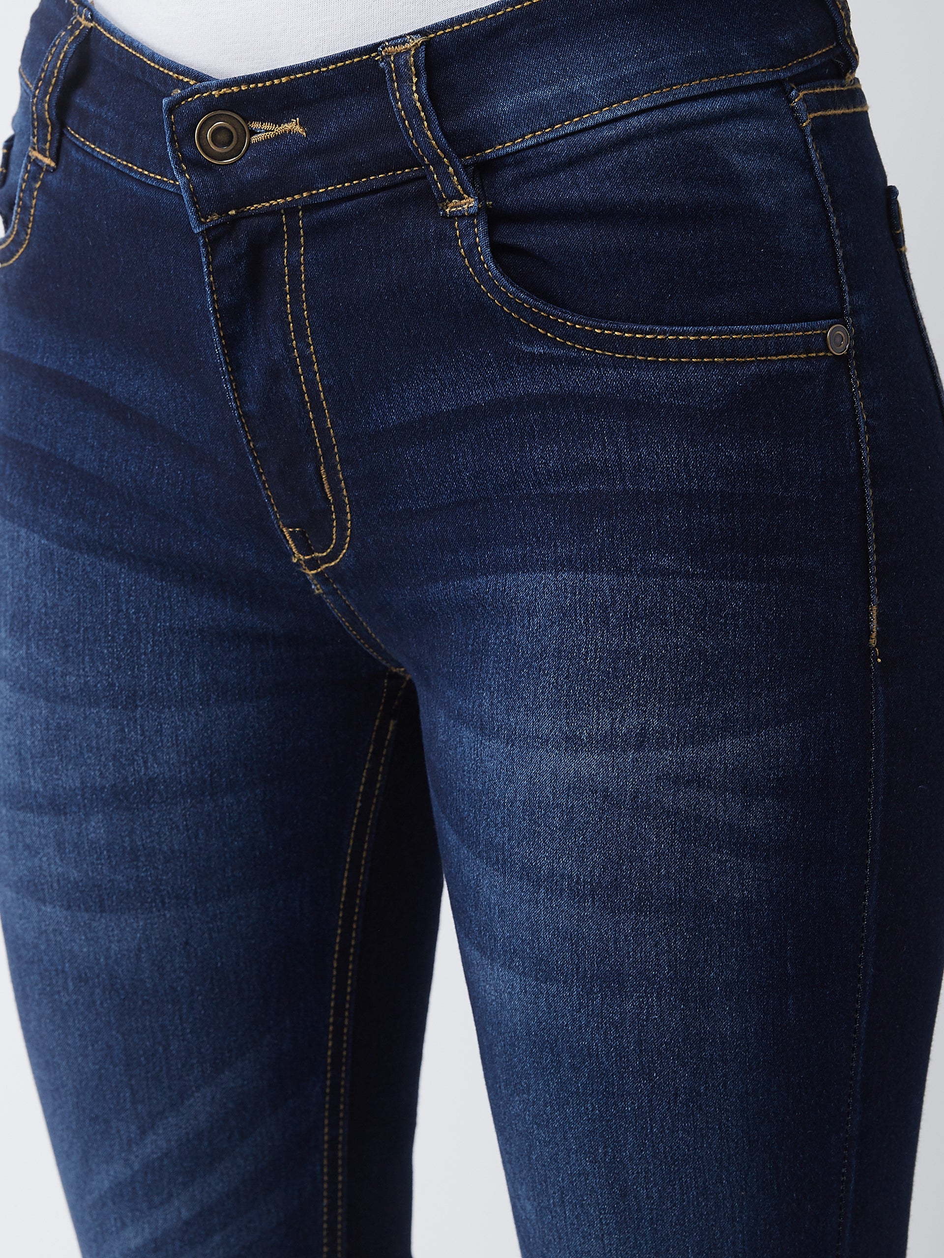 24/7 Comfort 24/7 Comfort Blue Bell-Bottom Bootcut Mid-Rise Slit Stretchable Denim Jeans