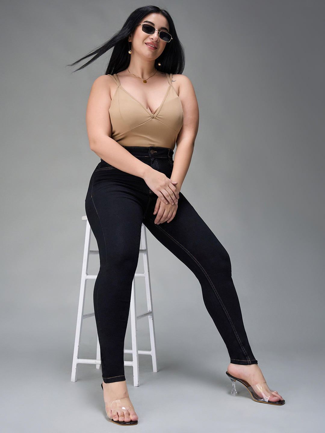 24/7 Comfort Black Skinny High-Rise Stretchable Denim Jeans