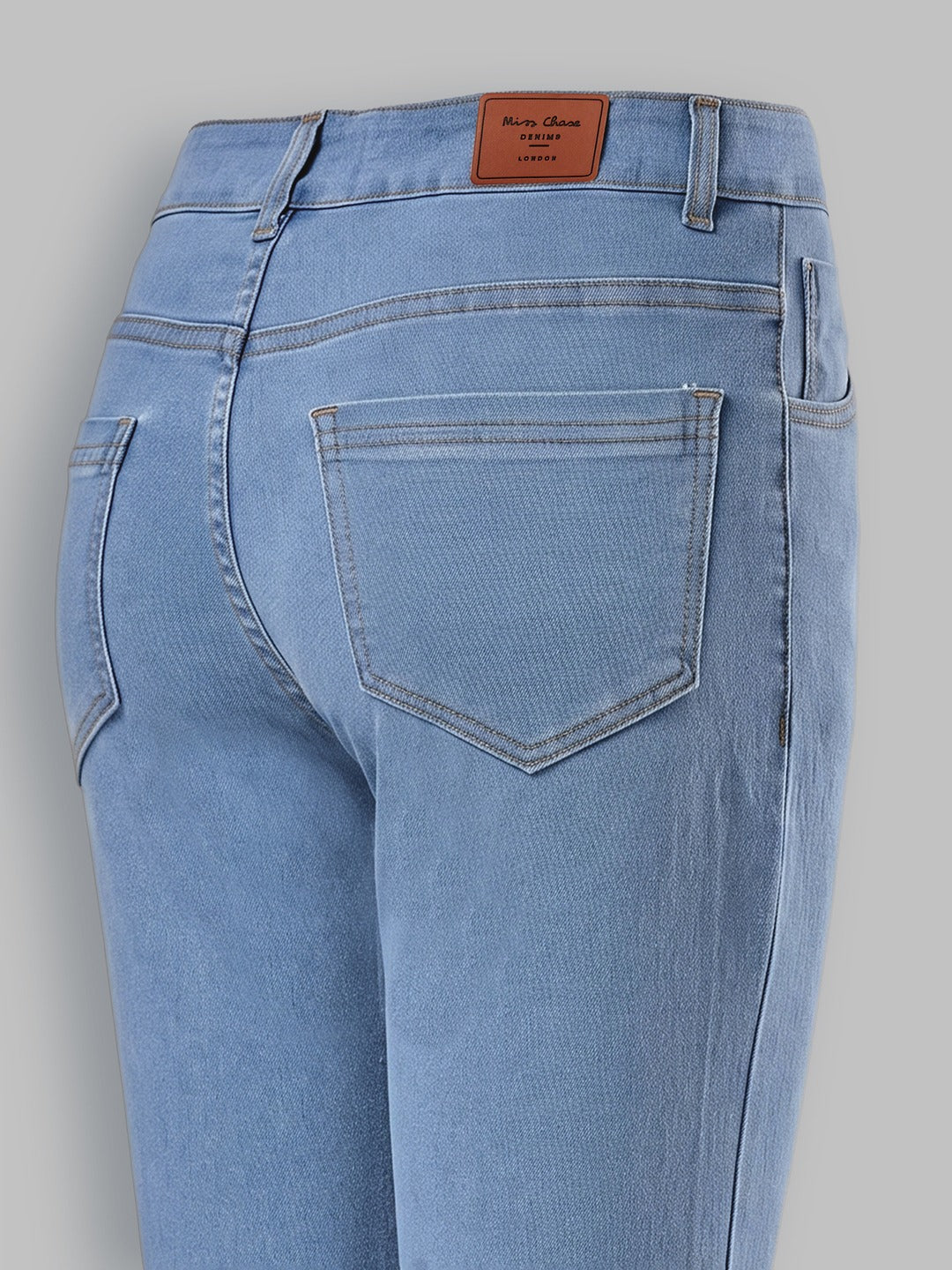 Light Blue Bootcut High rise Stretchable Denim Jeans for Women