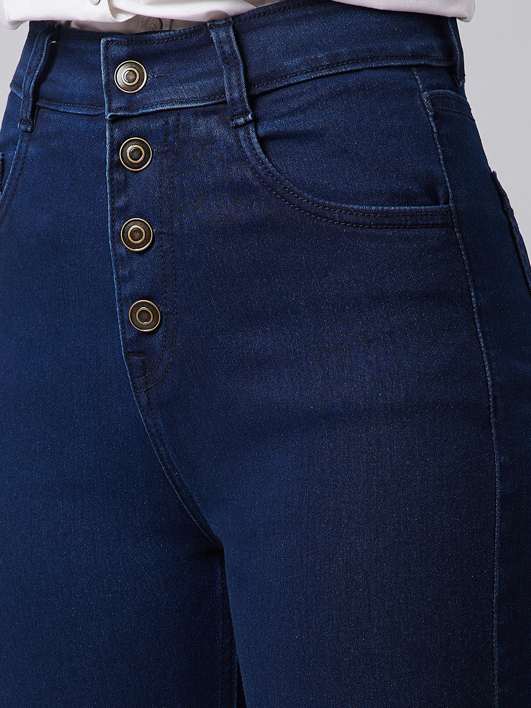 Women's Navy-Blue Skinny-Fit High-Rise Stretchable Denim Jeans