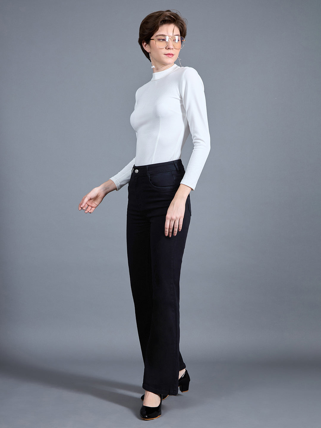 24/7 Comfort Black Bootcut High-Rise Stretchable Denim Jeans