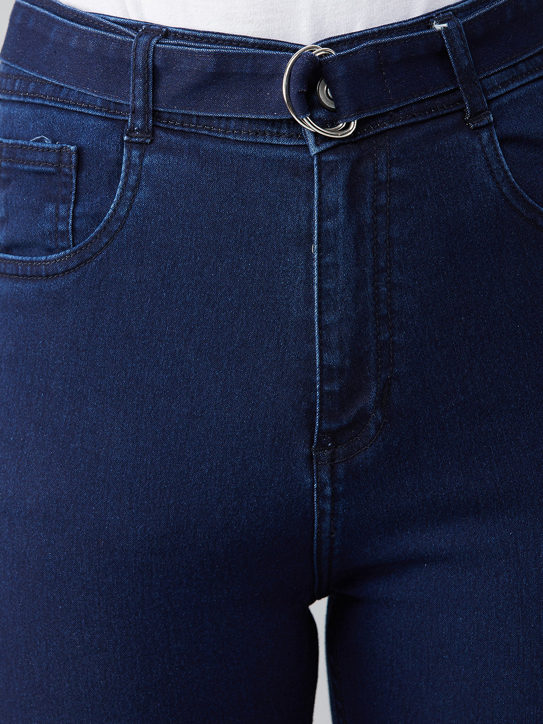 Women's Navy-Blue Cotton Skinny-Fit Relaxed High-Rise Stretchable Denim Jeans