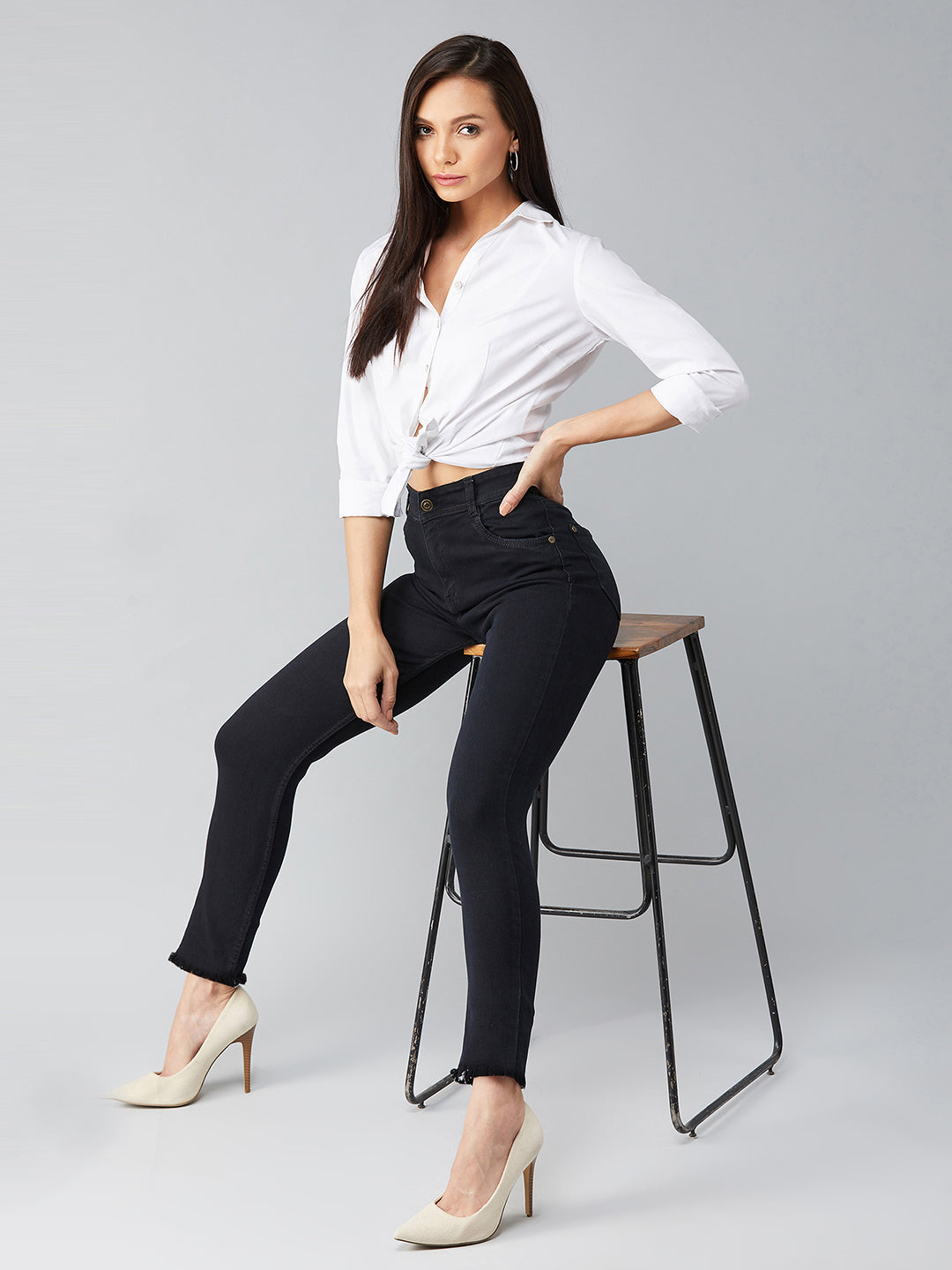 24/7 Comfort Black Slim-Fit High-Rise Denim Jeans