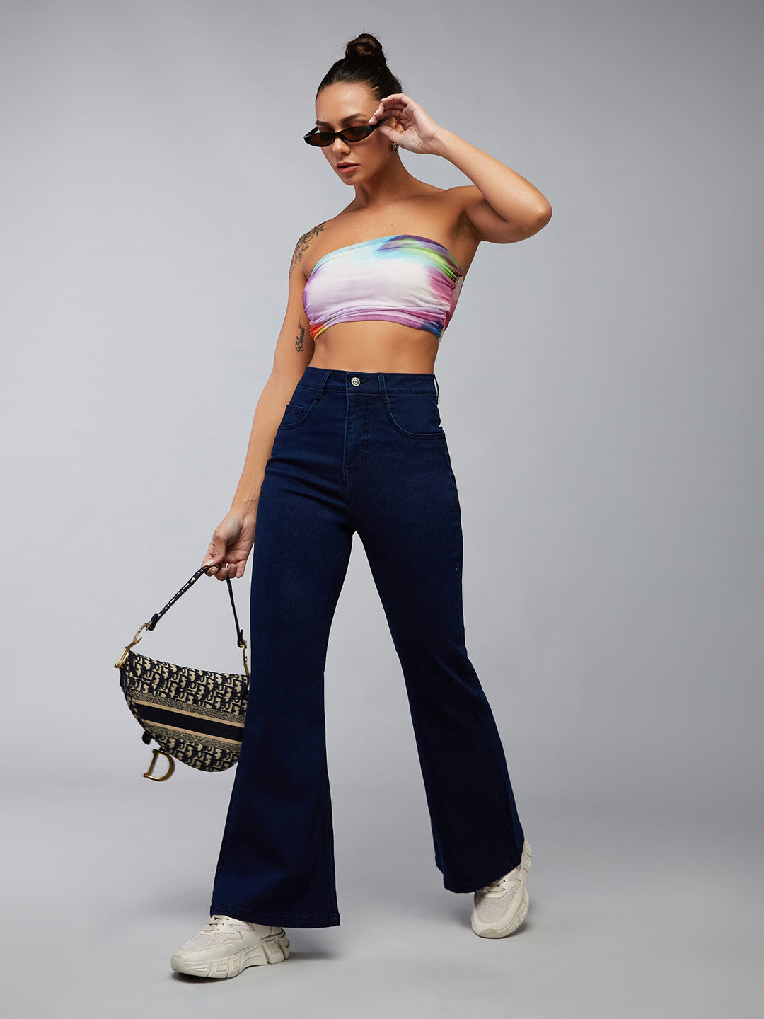 CHASEshape™ Navy-Blue Bootcut High-Rise Denim Jeans