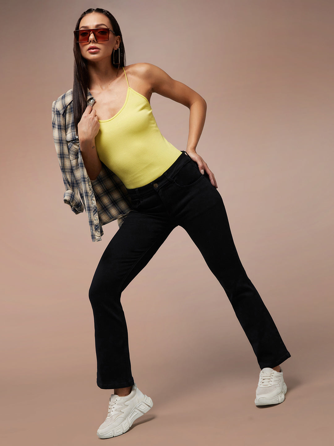 CHASEstretch™ Black Bell-Bottom Semi-Bootcut High-Rise Denim Jeans