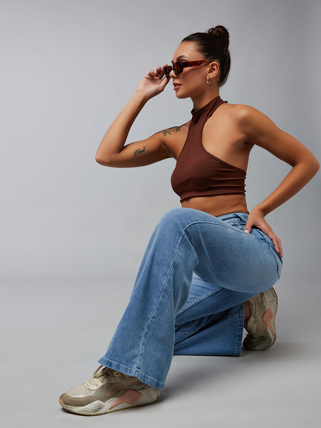 CHASEshape™ Light-Blue Wide-Leg High-Rise Stretchable Denim Jeans