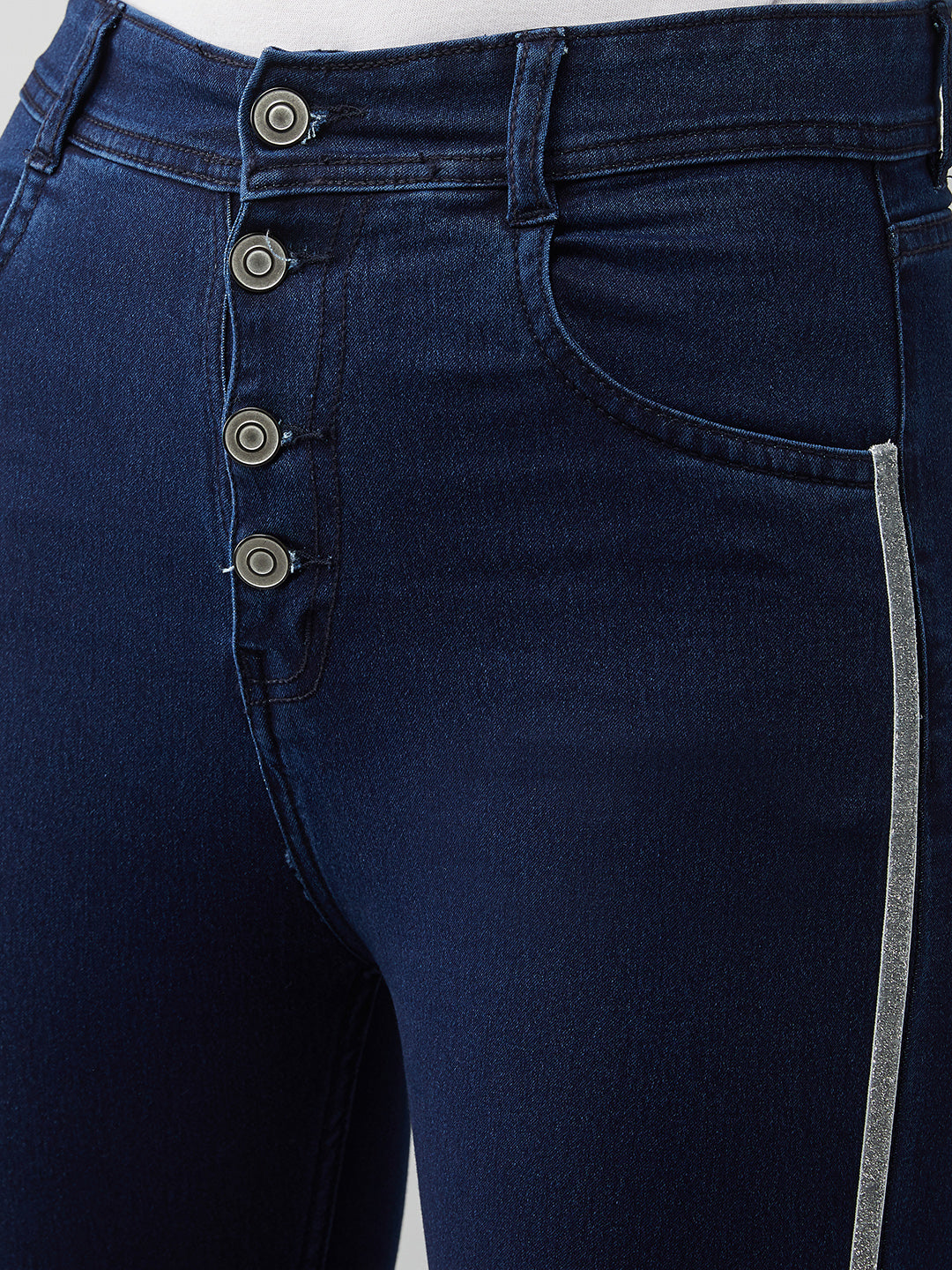 Women's Navy-Blue Cotton Skinny-Fit Relaxed High-Rise Stretchable Denim Jeans