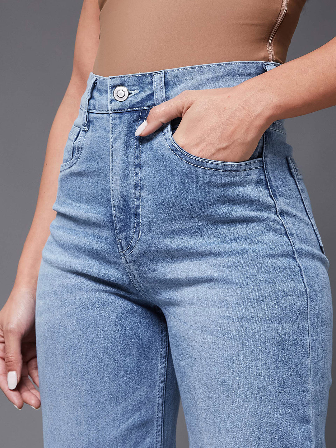 CHASEshape™ Light-Blue Wide-Leg High-Rise Stretchable Denim Jeans